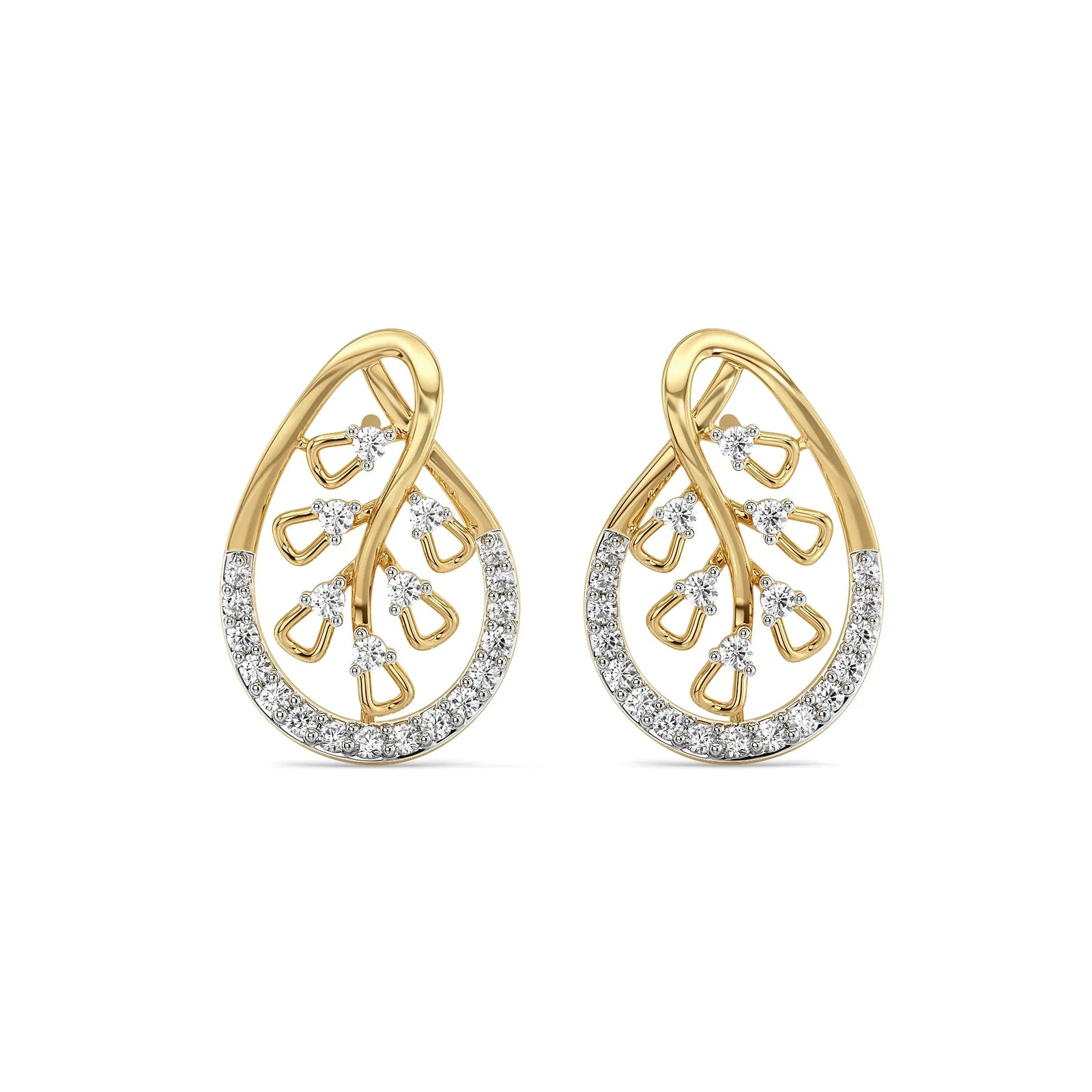 Teardrop Glow Lab Grown Diamond Earrings - front view in 9KT