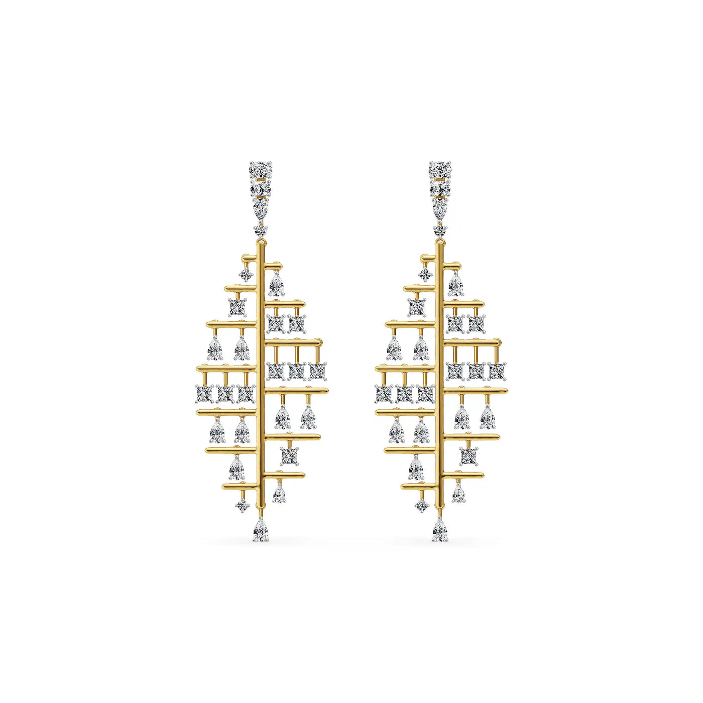 Dewdrop Leaf Lab Grown Diamond Chandelier Earrings_in-stock