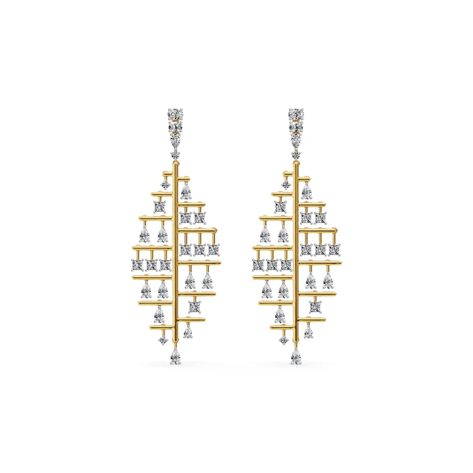Dewdrop Leaf Lab Grown Diamond Chandelier Earrings_in-stock