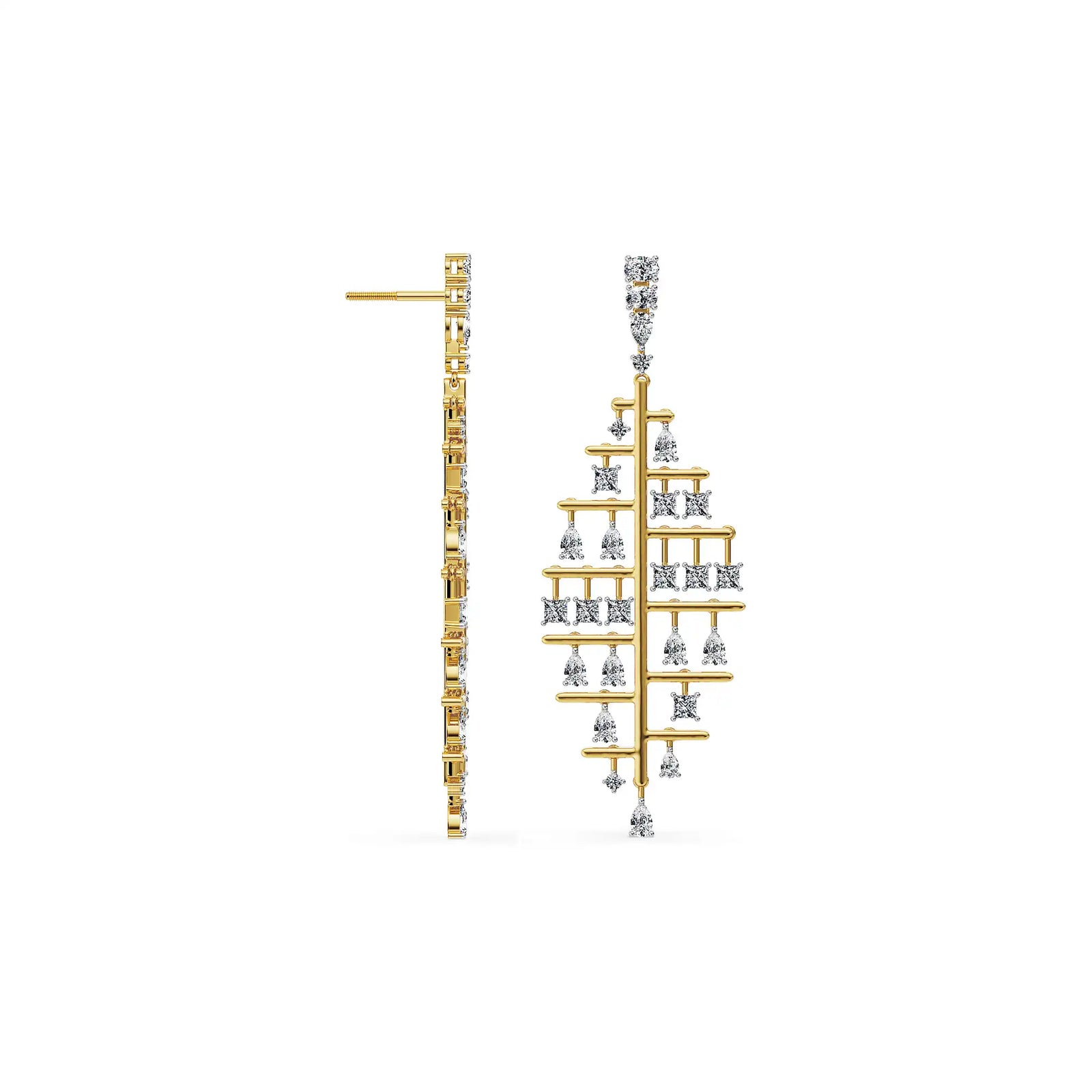Dewdrop Leaf Lab Grown Diamond Chandelier Earrings_in-stock