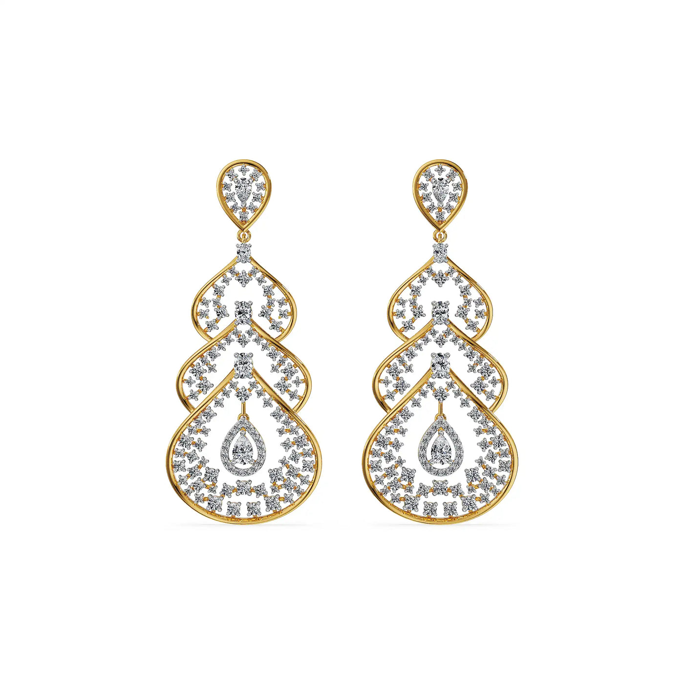 Moonlit Cascade Lab Grown Diamond Chandelier Earrings 9KT