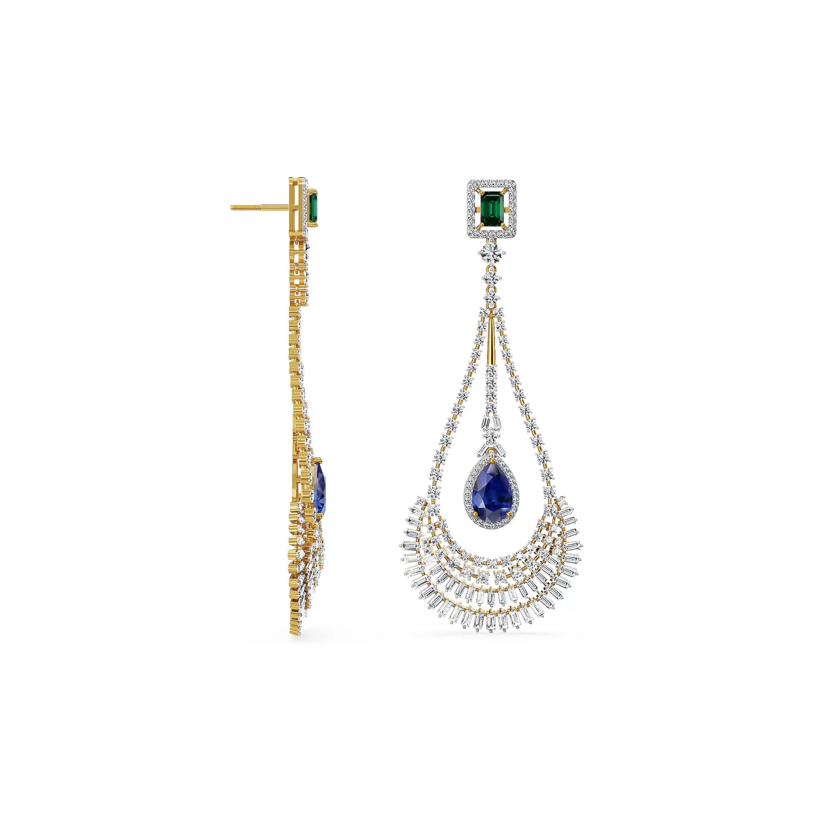 Royal Rhapsody Lab Grown Diamond Chandelier Earrings - Perspective View