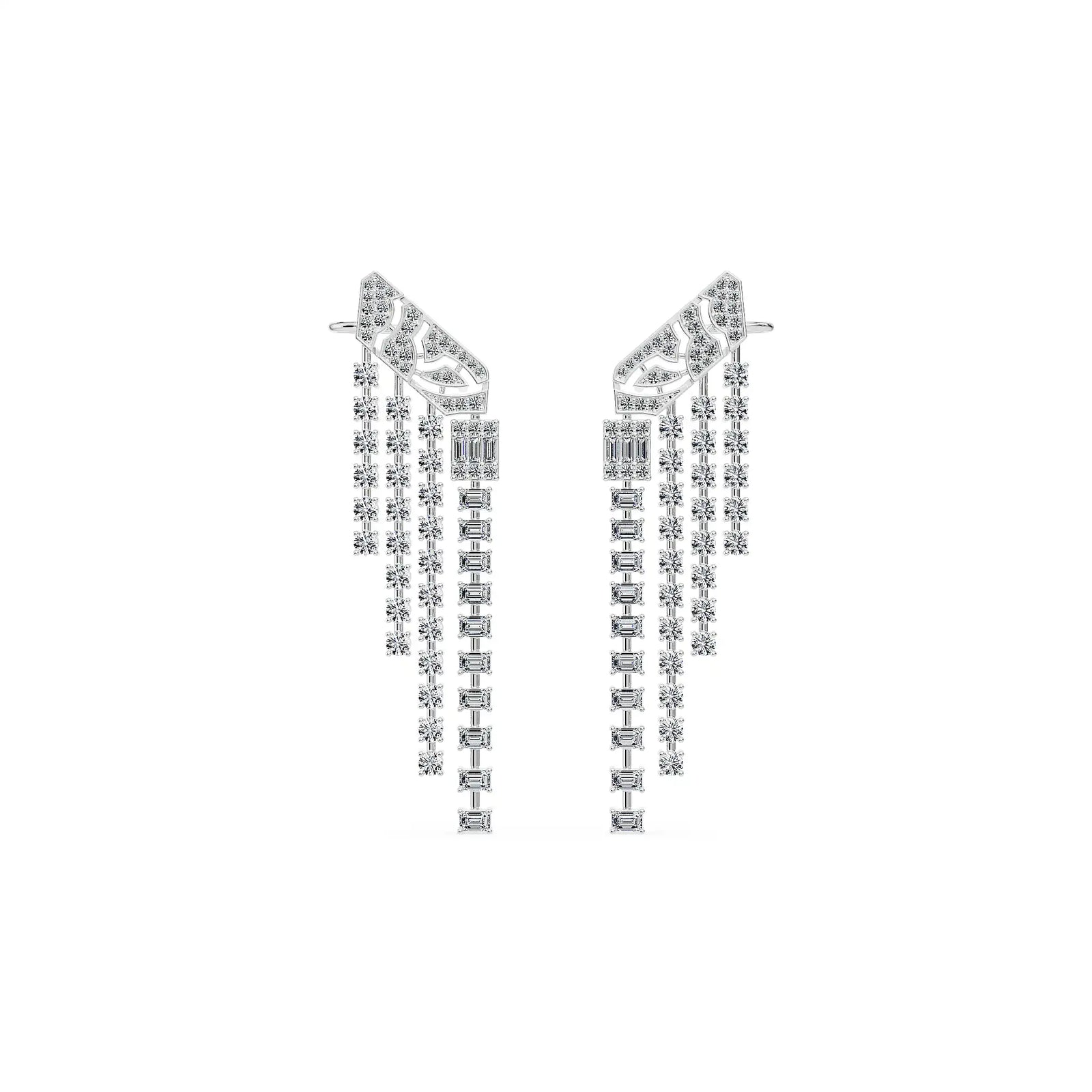 Art Deco Lab Grown Diamond Chandelier Earrings
Front View