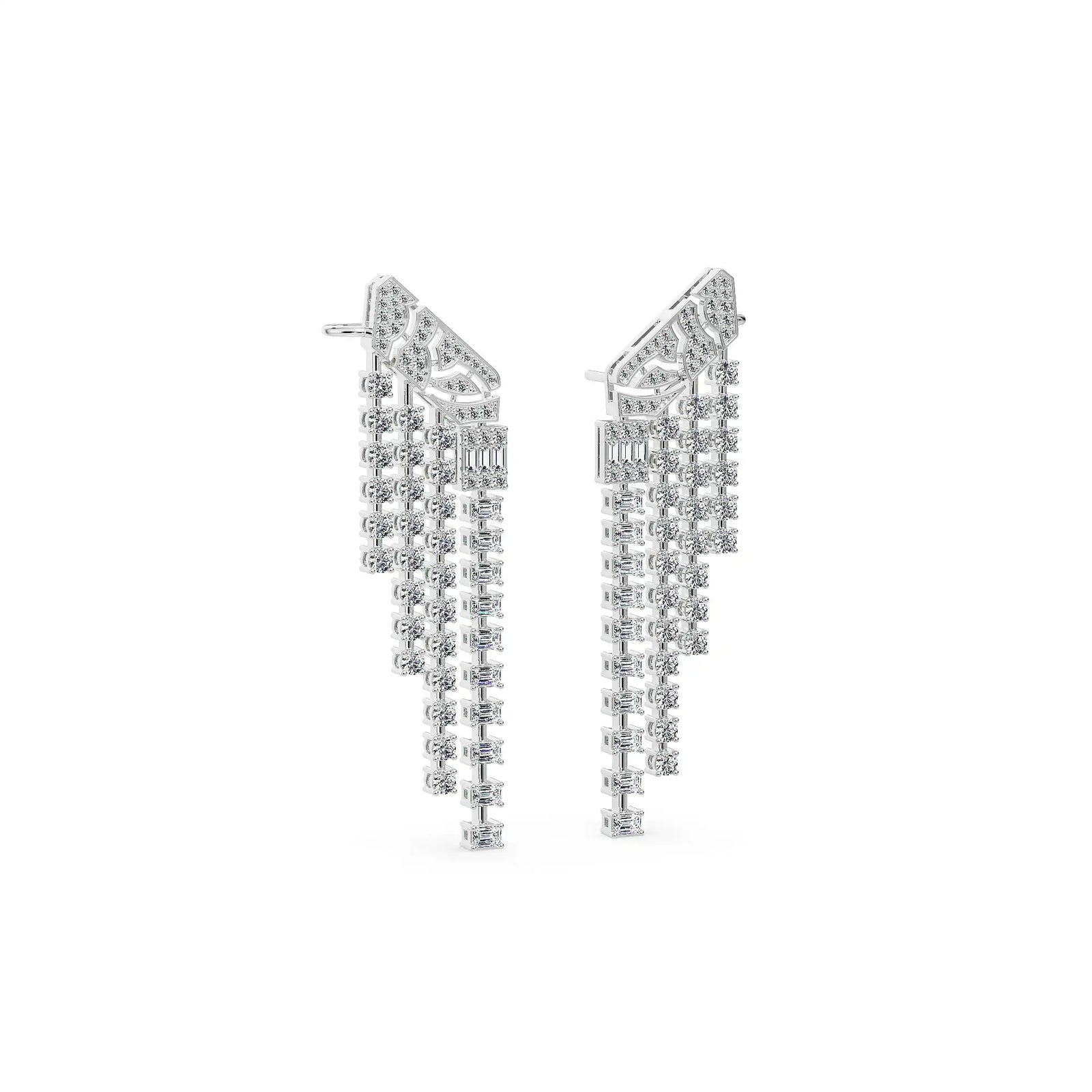Art Deco Lab Grown Diamond Chandelier Earrings
Side View