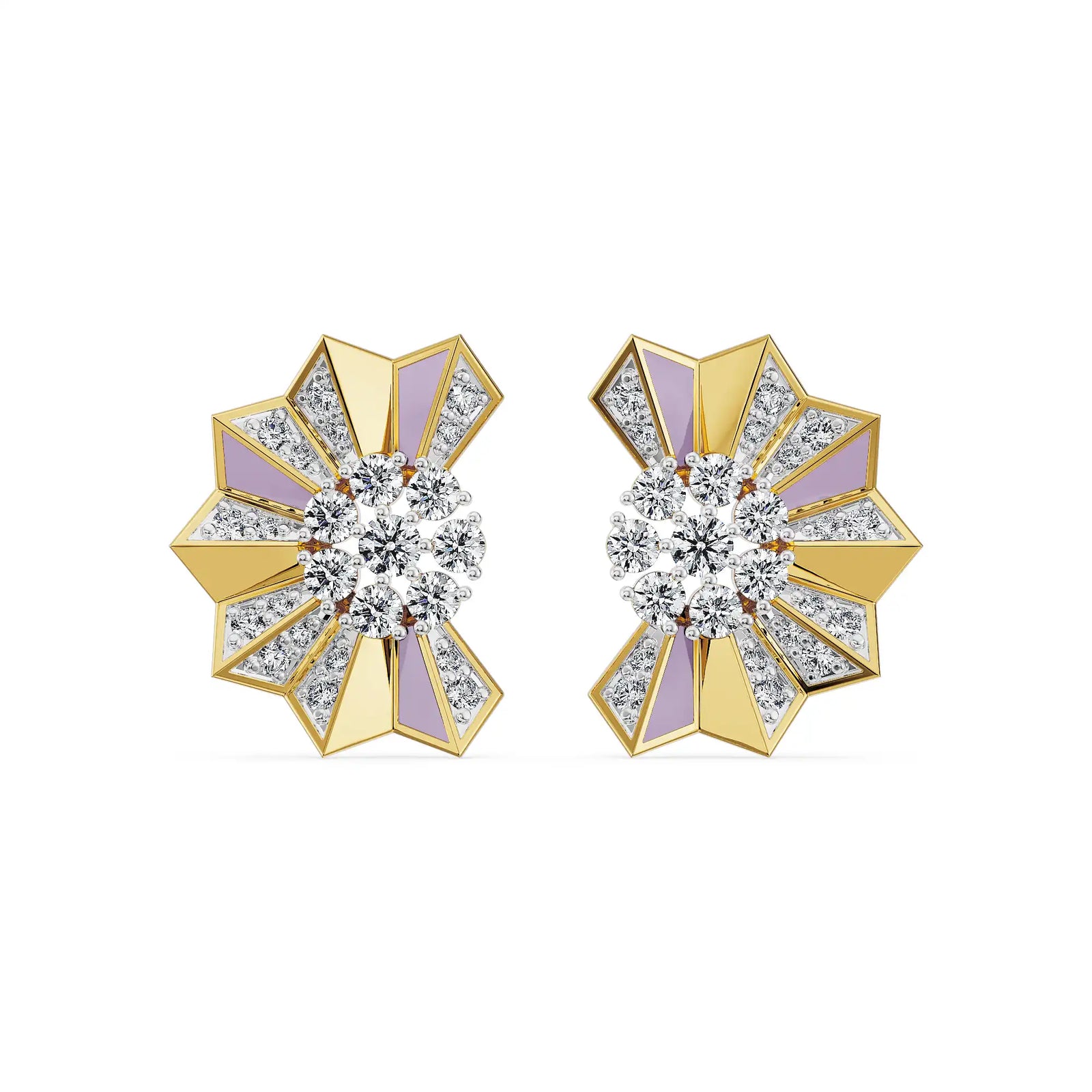 Lilac Prism Lab Grown Diamond Earrings - front view in 9KT