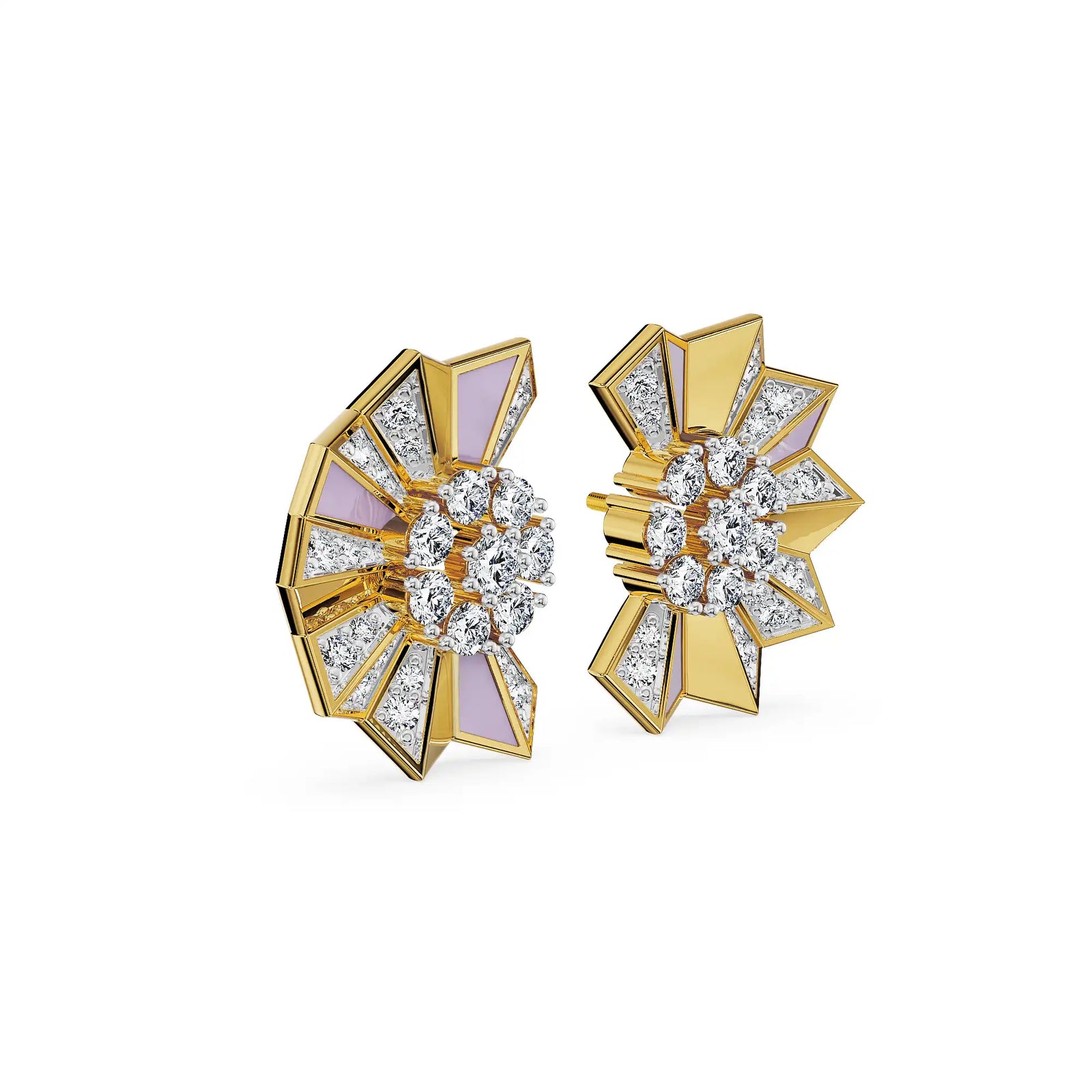 Lilac Prism Lab Grown Diamond Earrings - side view