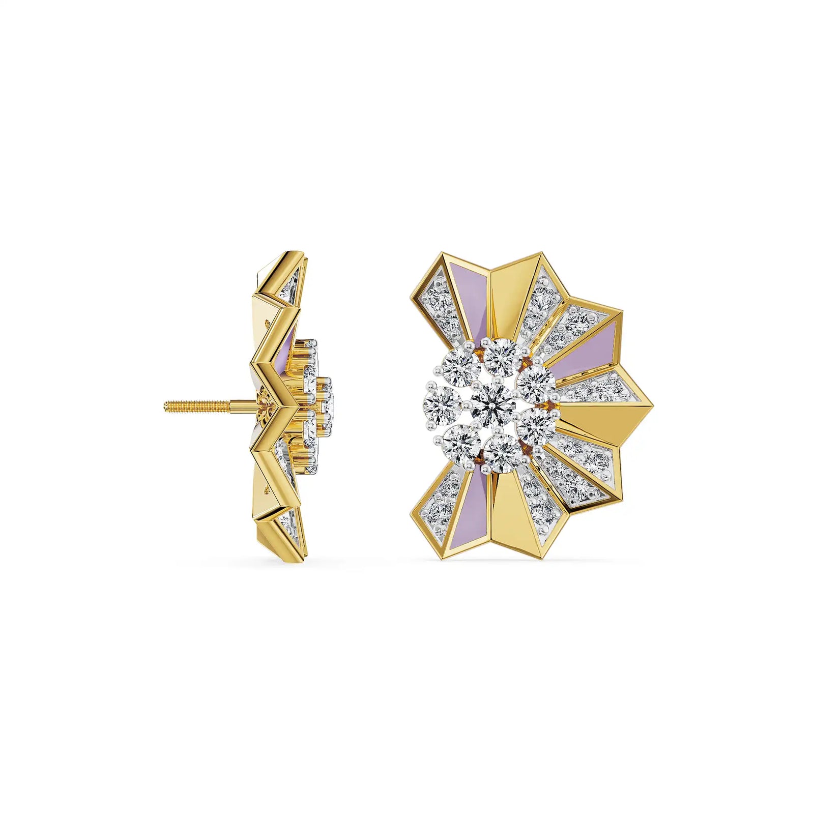 Lilac Prism Lab Grown Diamond Earrings - perspective view