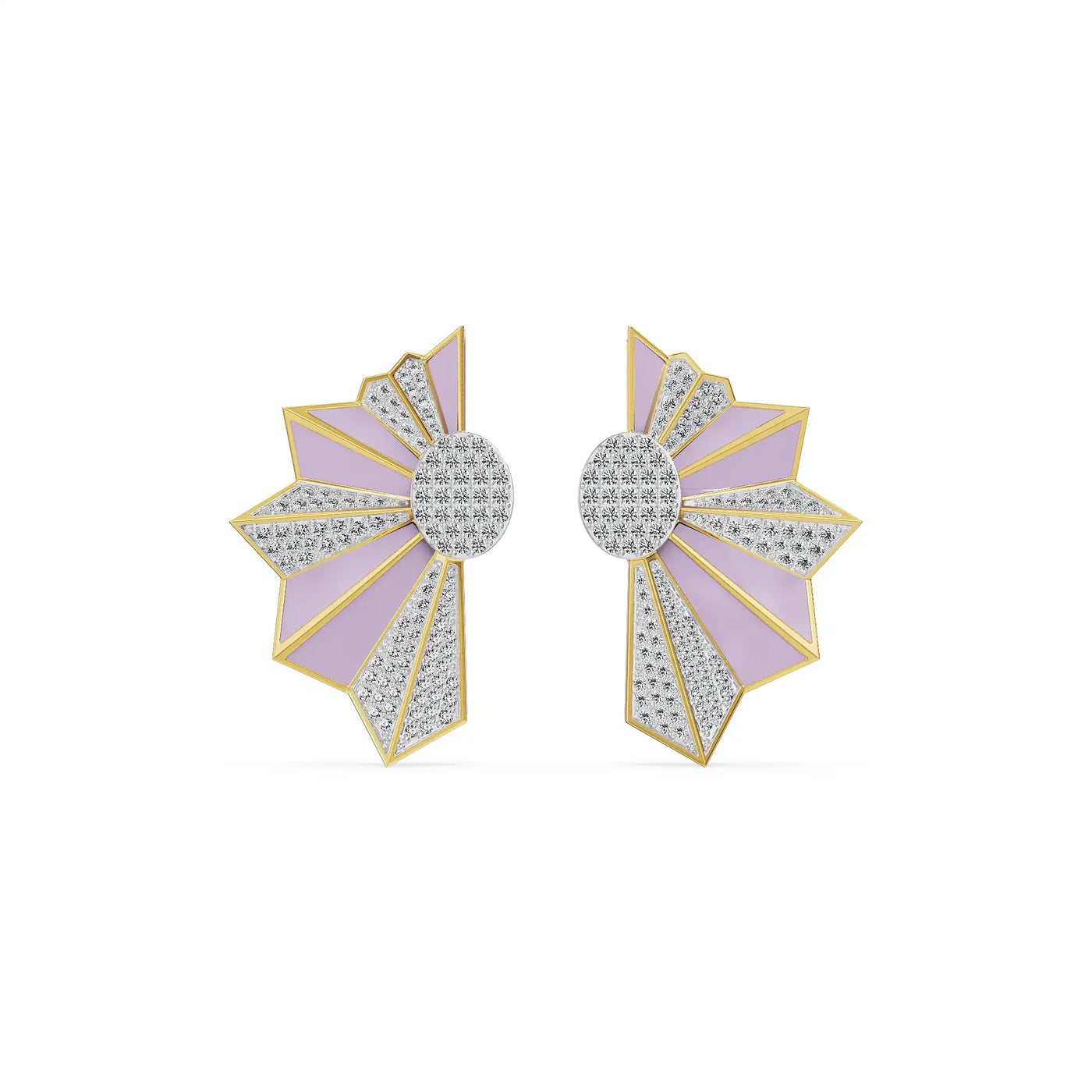 Lilac Art Deco Lab Grown Diamond Earrings 9KT