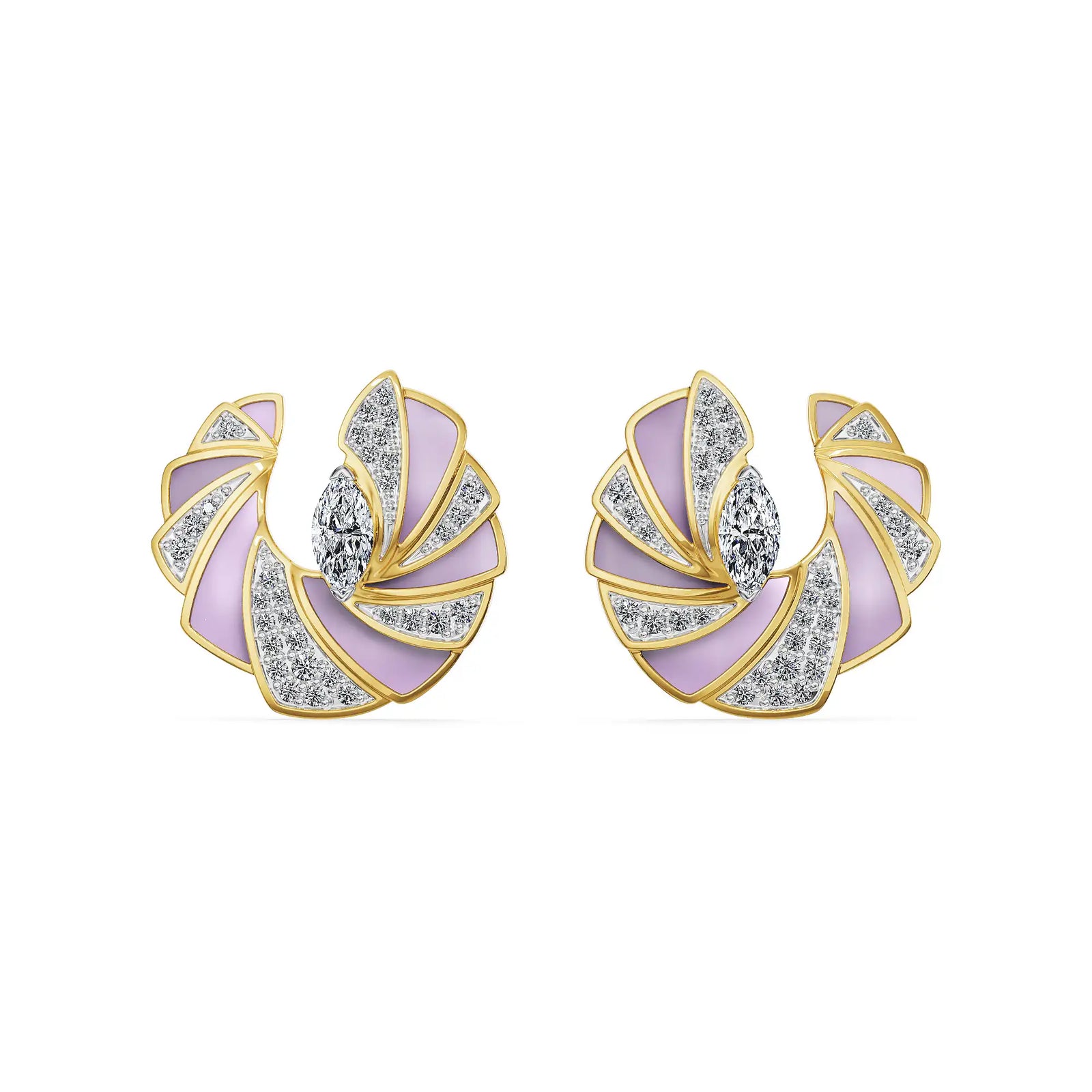 Opaline Orbit Lab Grown Diamond Earrings - front view in 9KT