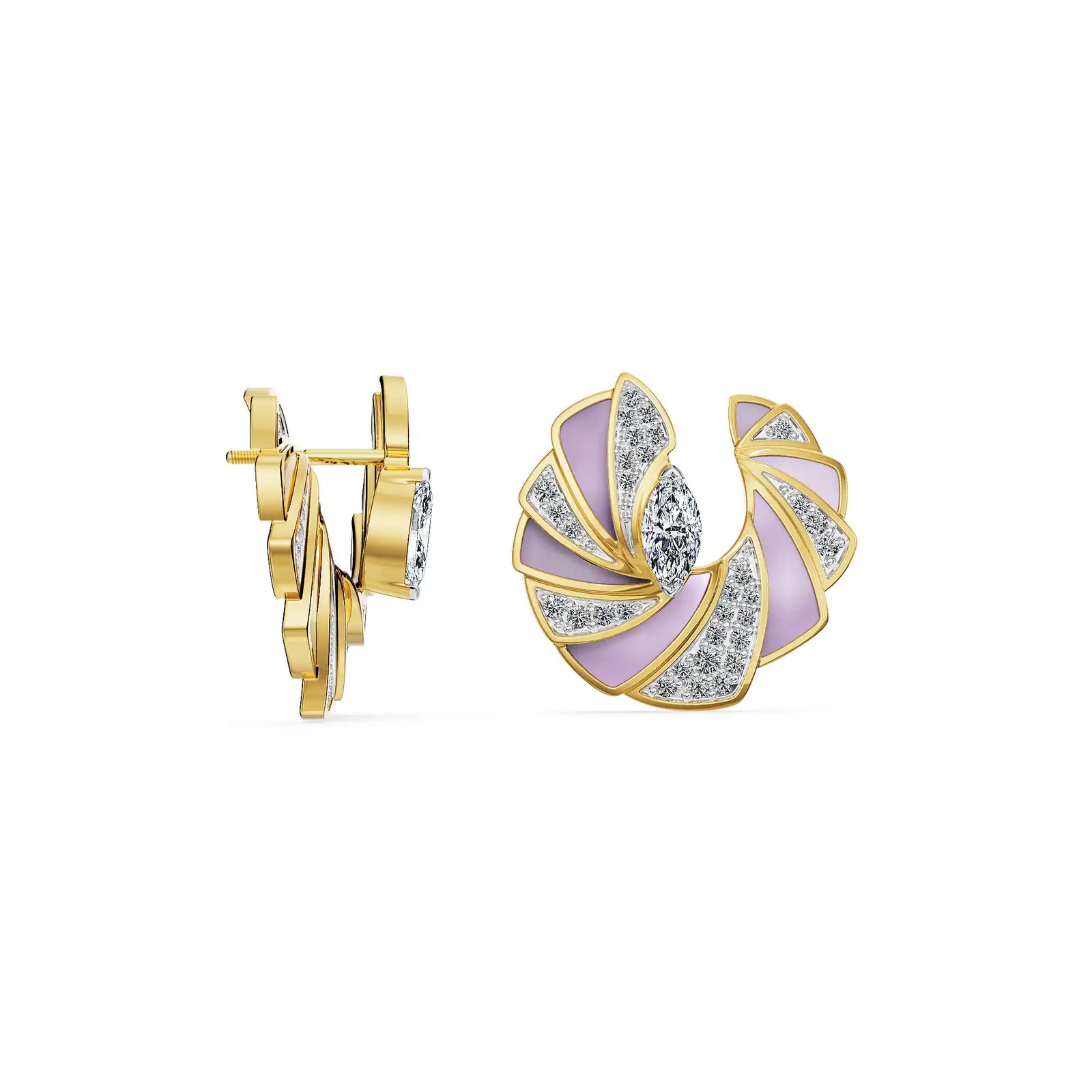 Opaline Orbit Lab Grown Diamond Earrings - perspective view