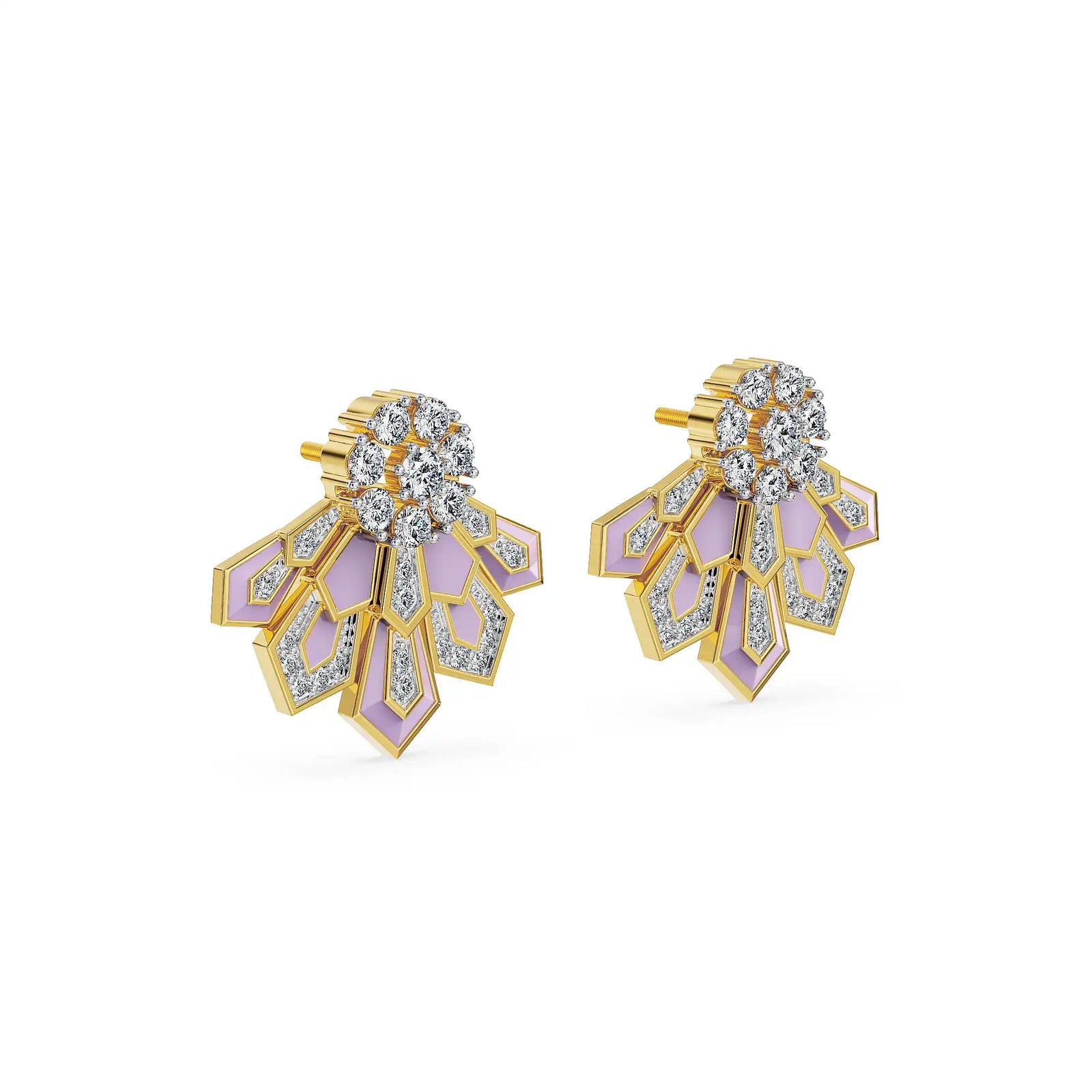 Lavender Cascade Lab Grown Diamond Earrings - side view
