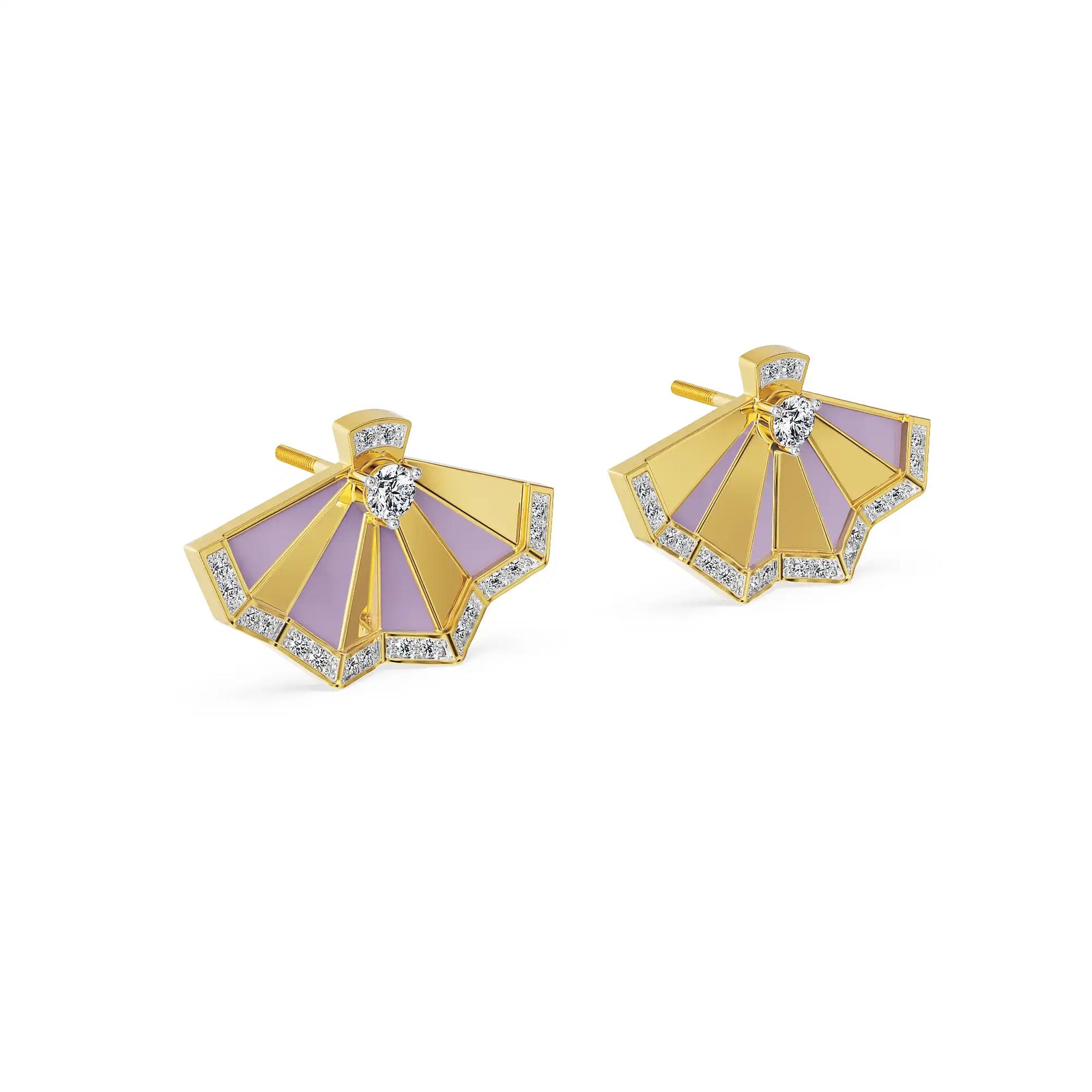 Lavender Gleam Lab Grown Diamond Earrings - side view