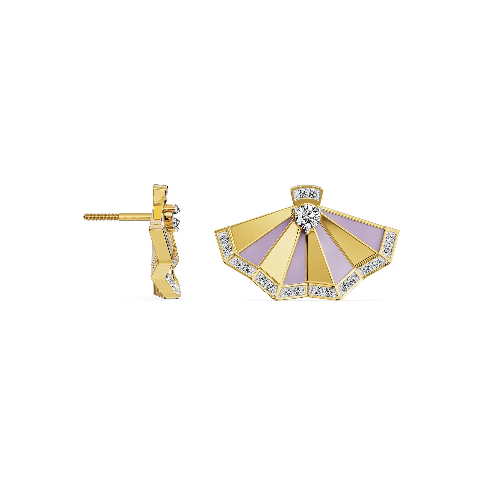 Lavender Gleam Lab Grown Diamond Earrings - perspective view