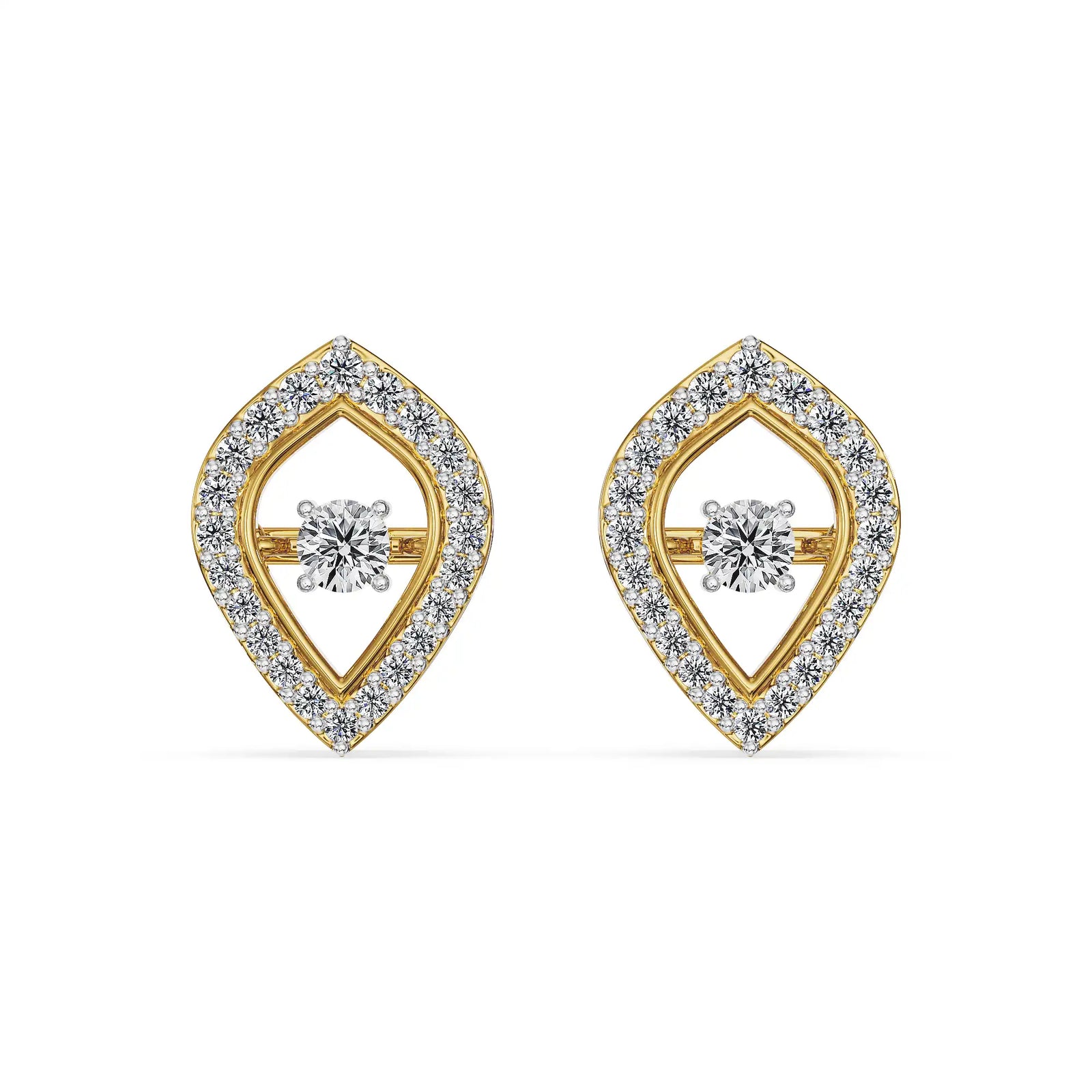 Dancing Diamond Lab Grown Earrings - top view in 9KT