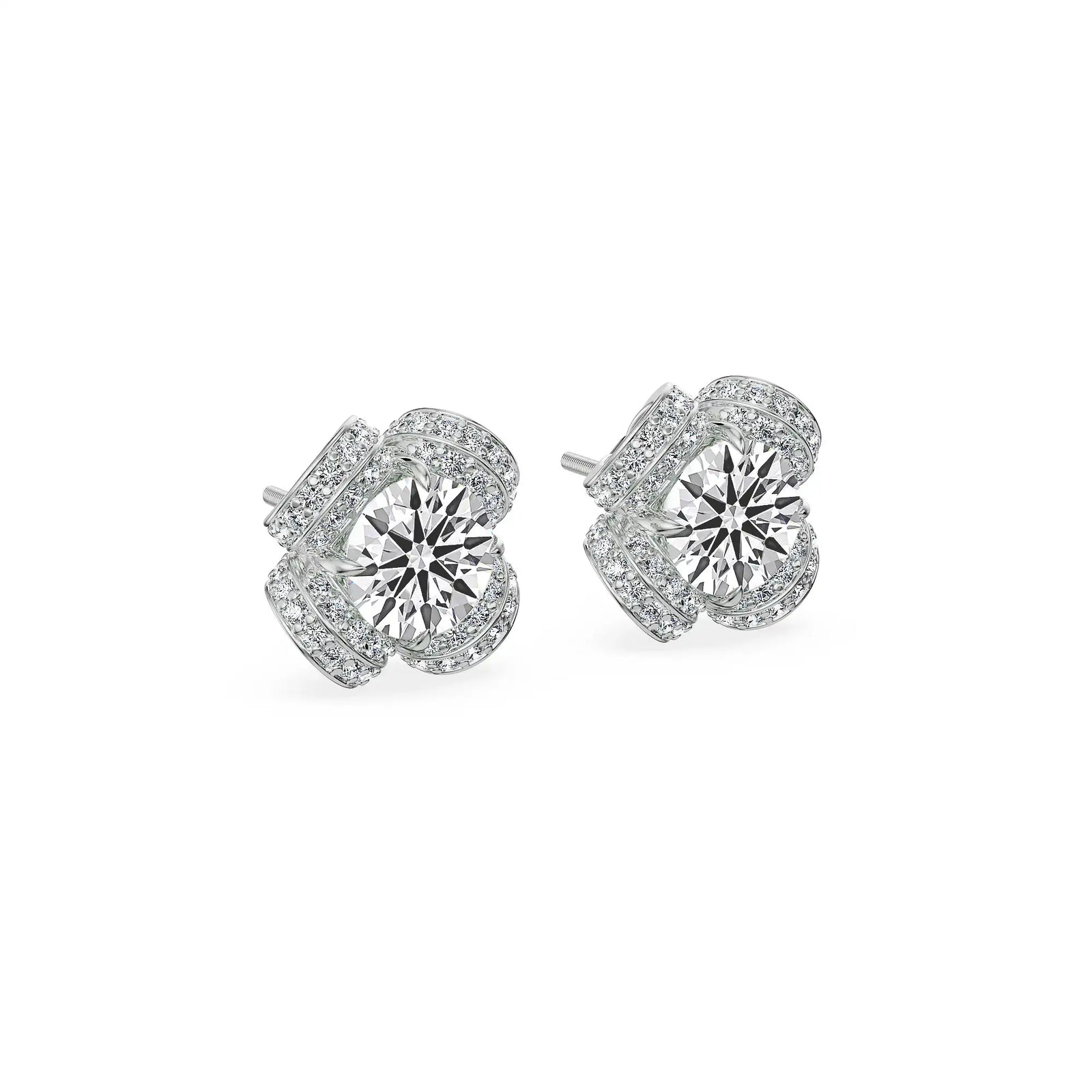 Floret Round Lab Grown Diamond Earrings
Side view