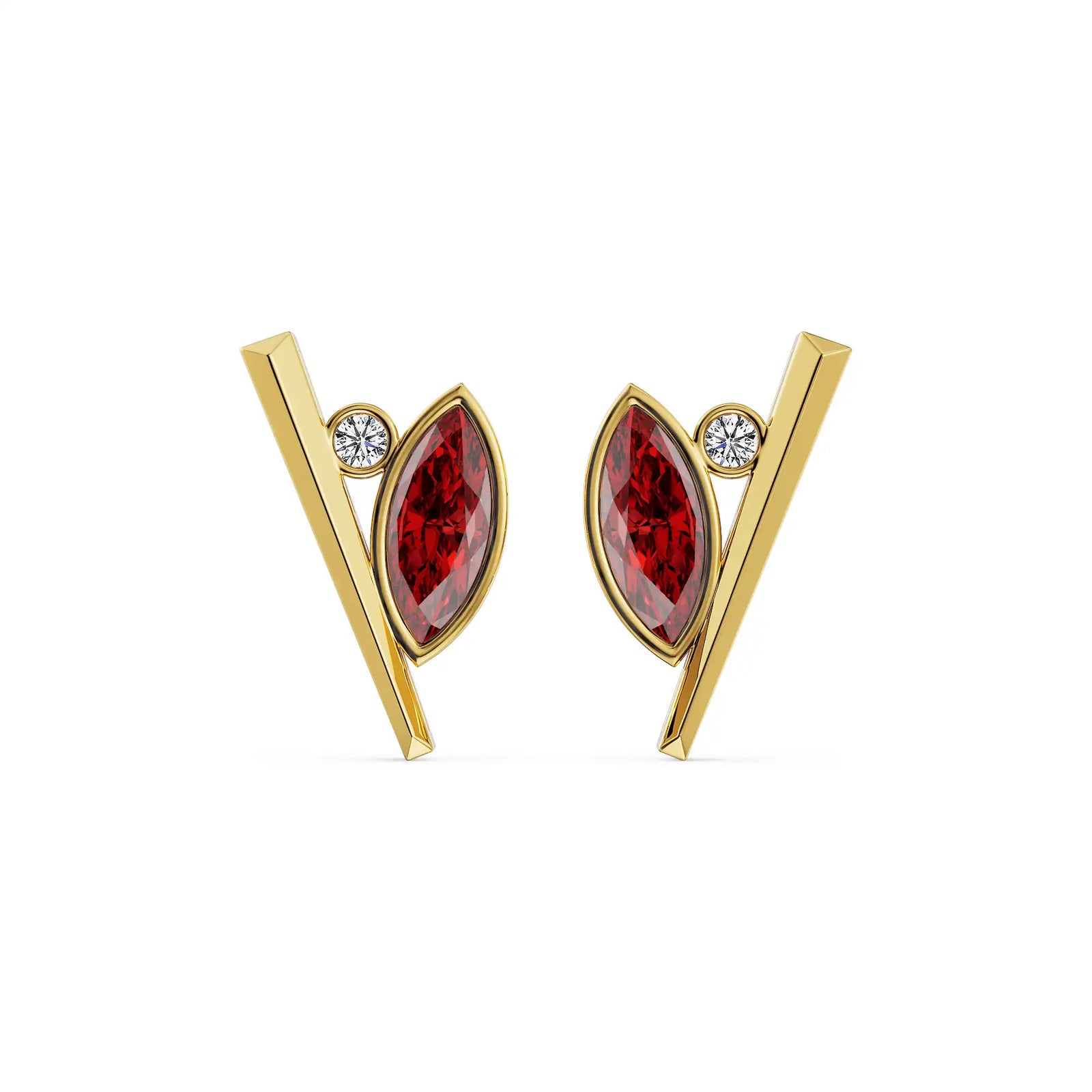 Crimson Ruby Lab Grown Diamond Earrings
Front View