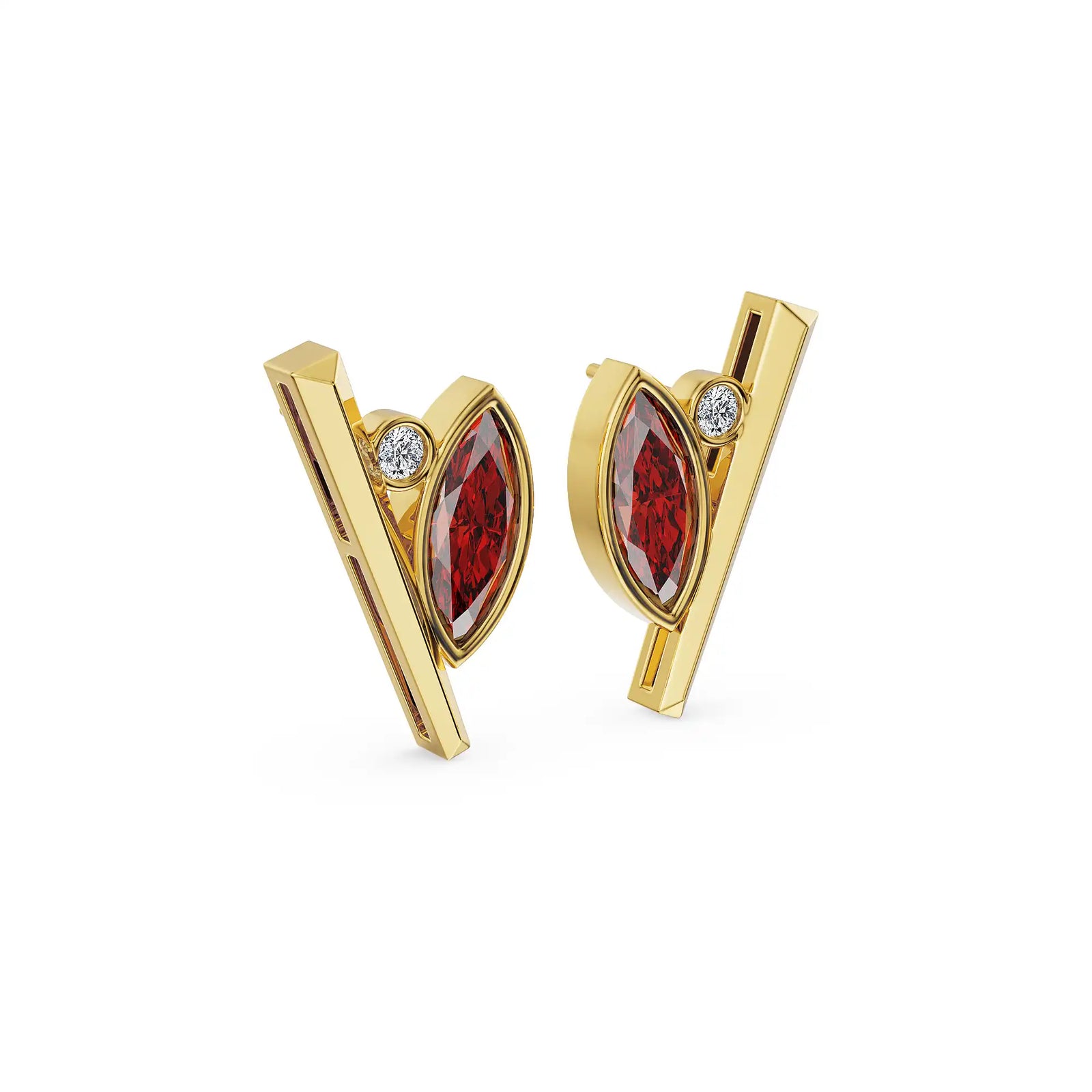 Crimson Ruby Lab Grown Diamond Earrings
Side View