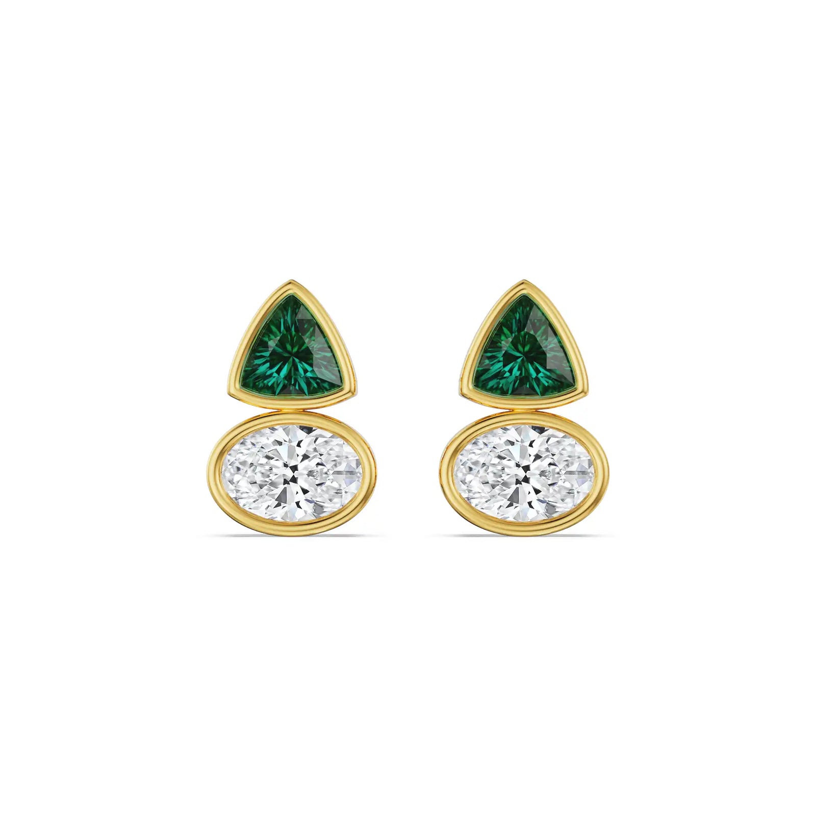 Emerald Geometric Lab Grown Diamond Earrings
Front View