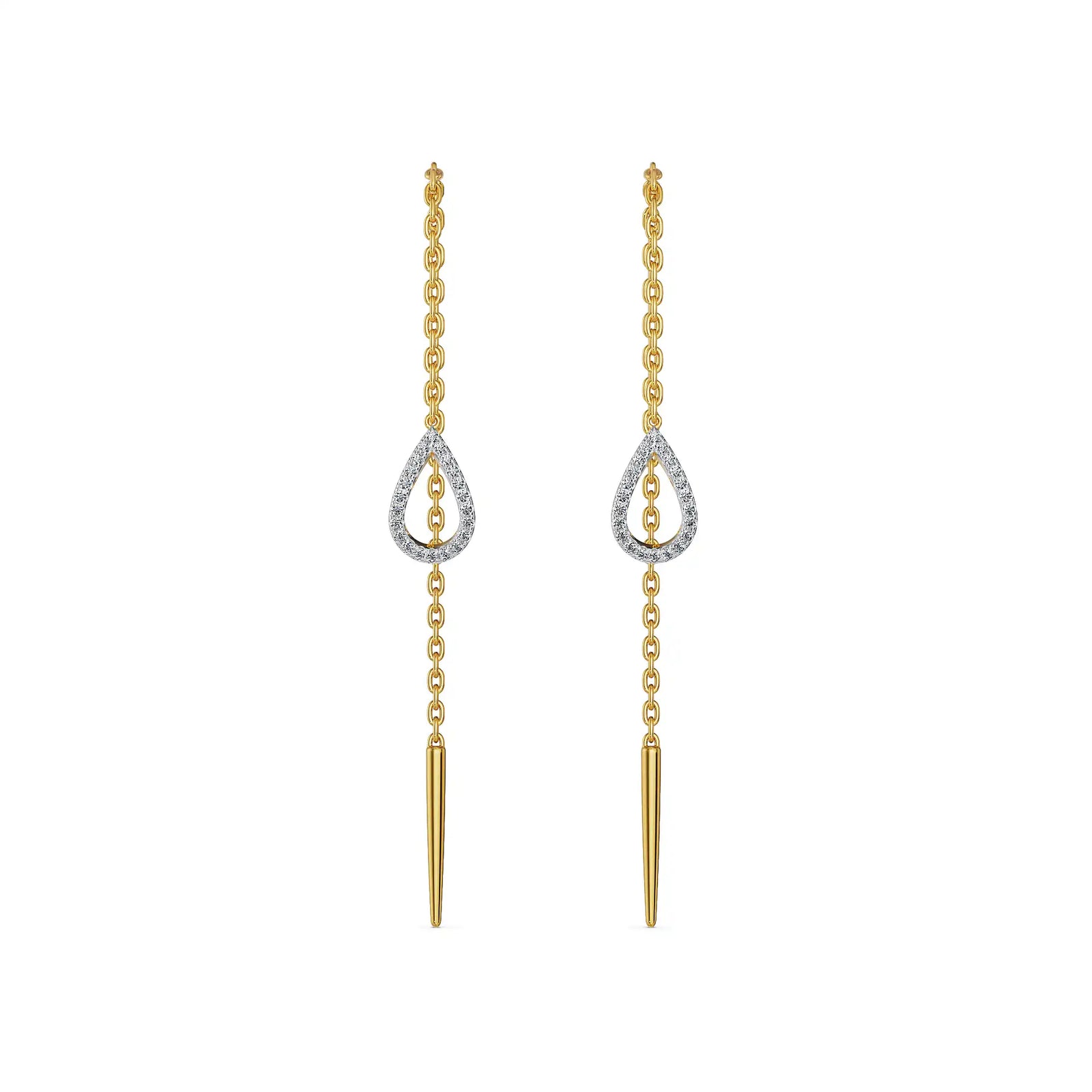 Pear Sui Dhaga Lab Grown Diamond Earrings
Front View