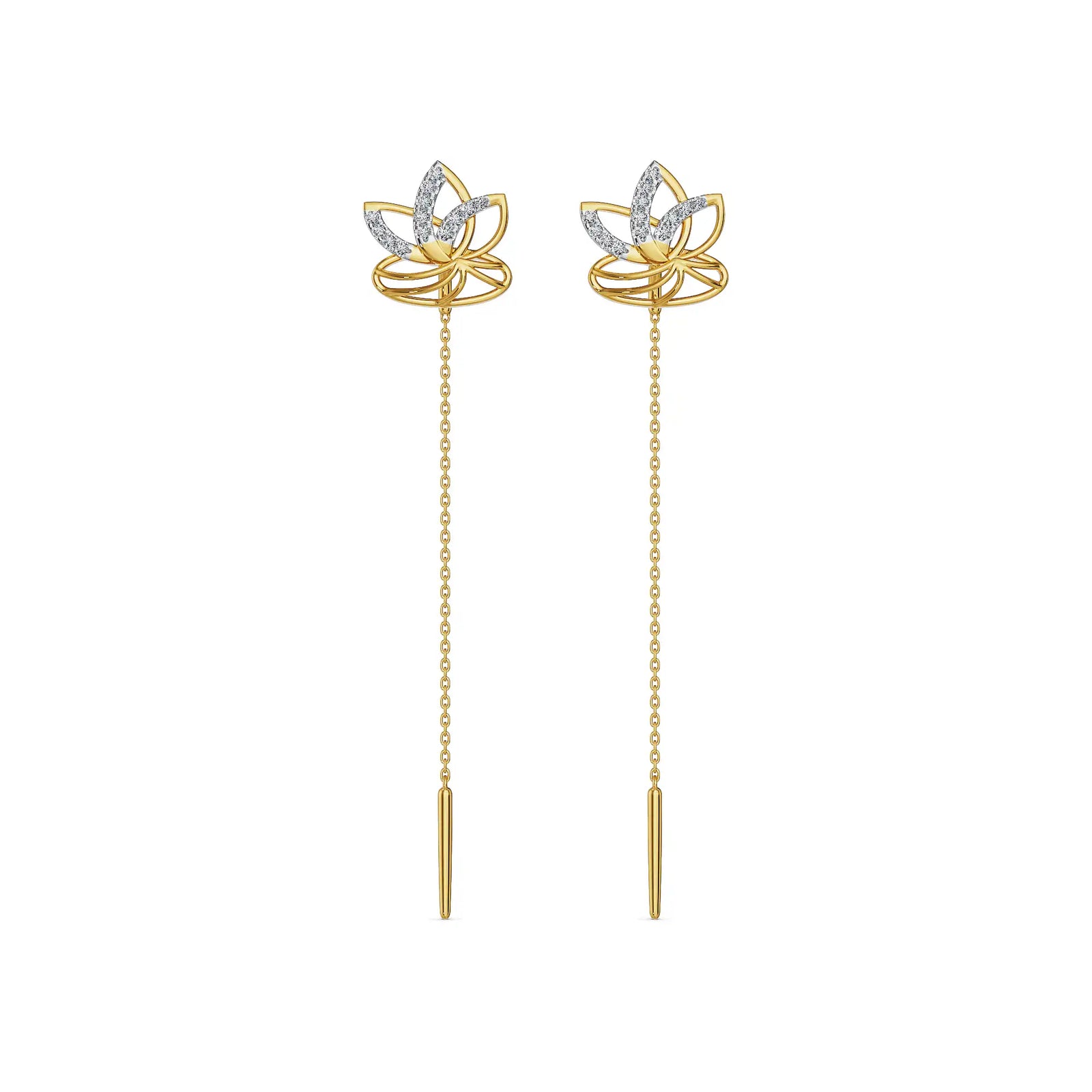Lotus Petal Sui Dhaga Diamond Earrings
Front View