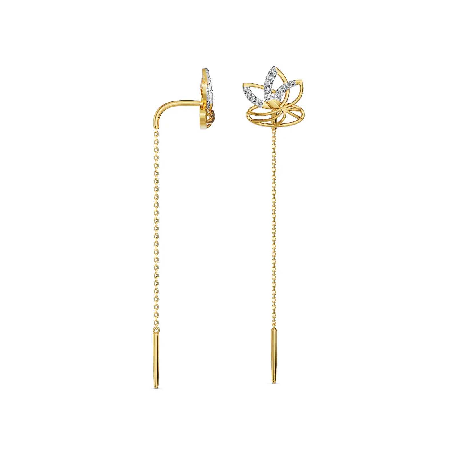 Lotus Petal Sui Dhaga Diamond Earrings
Side View