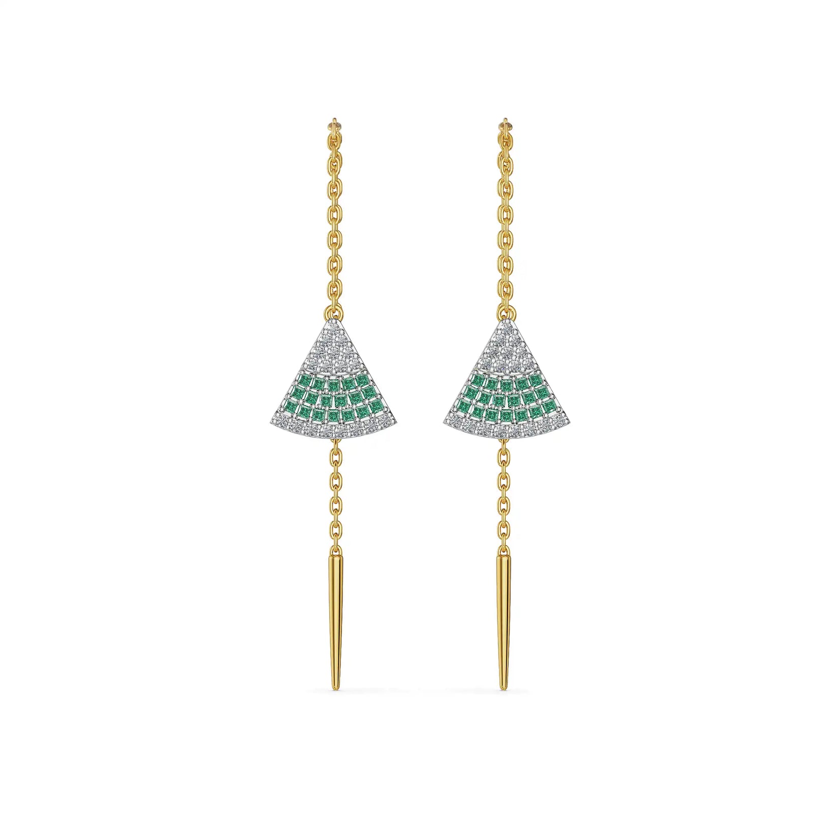 Emerald Fanfare Sui Dhaga Lab Diamond Earrings
Front View