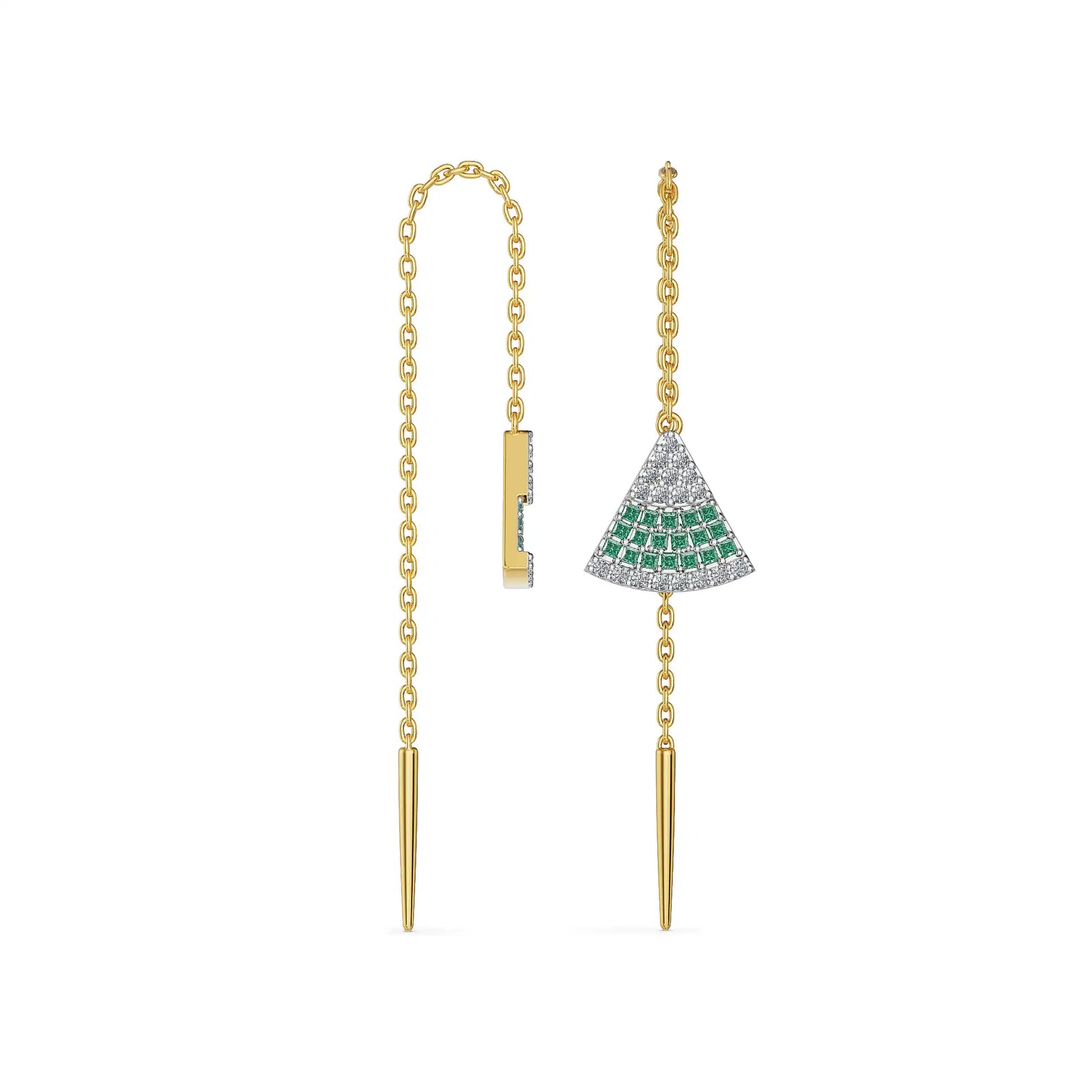 Emerald Fanfare Sui Dhaga Lab Diamond Earrings
Side View