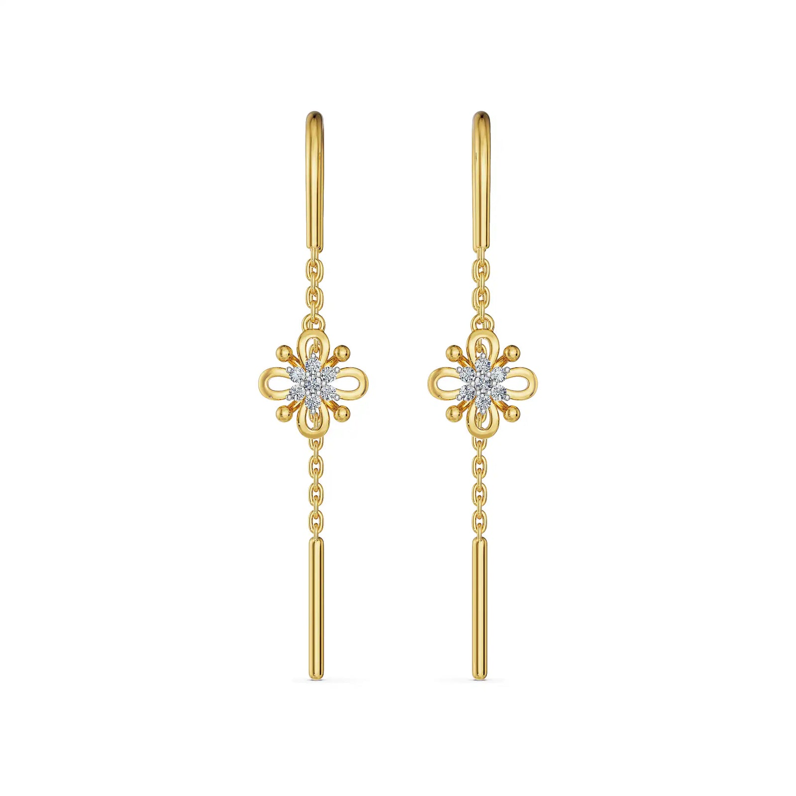 Lotus Sui Dhaga Lab Grown Diamond Earrings
Front View