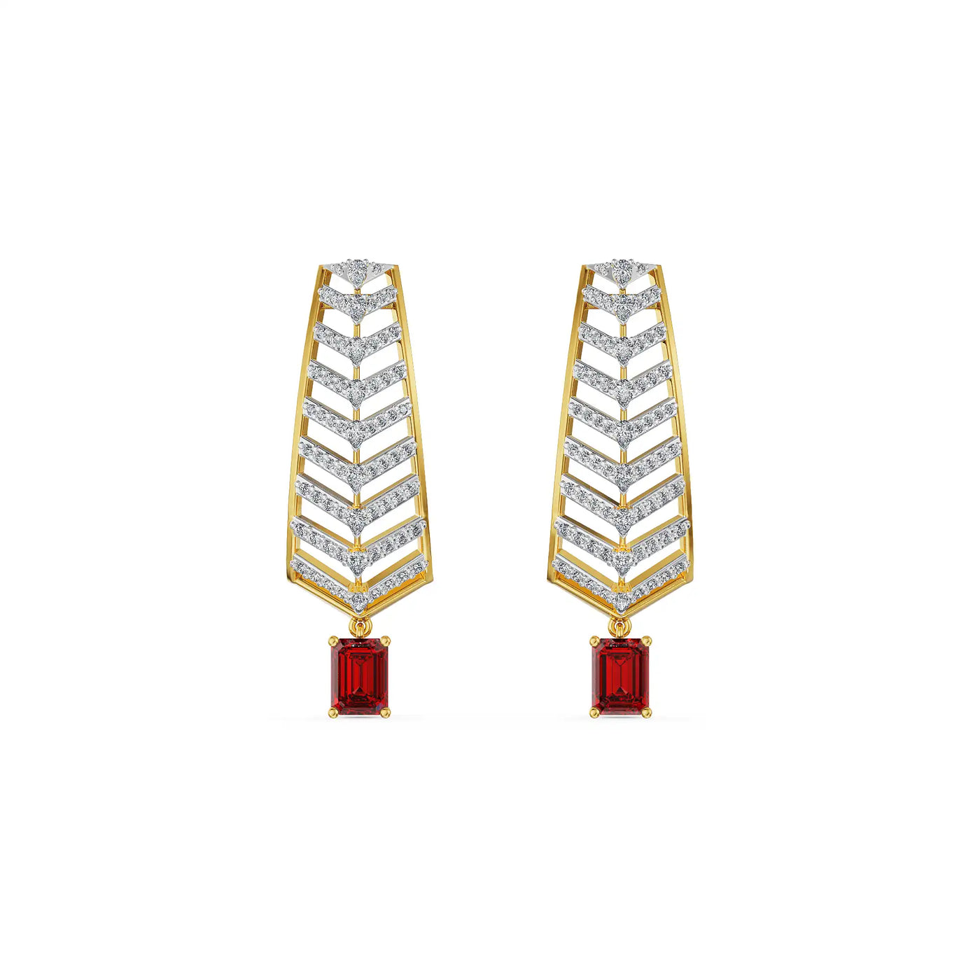 Ruby Drop Elegant Lab Grown Diamond Earrings