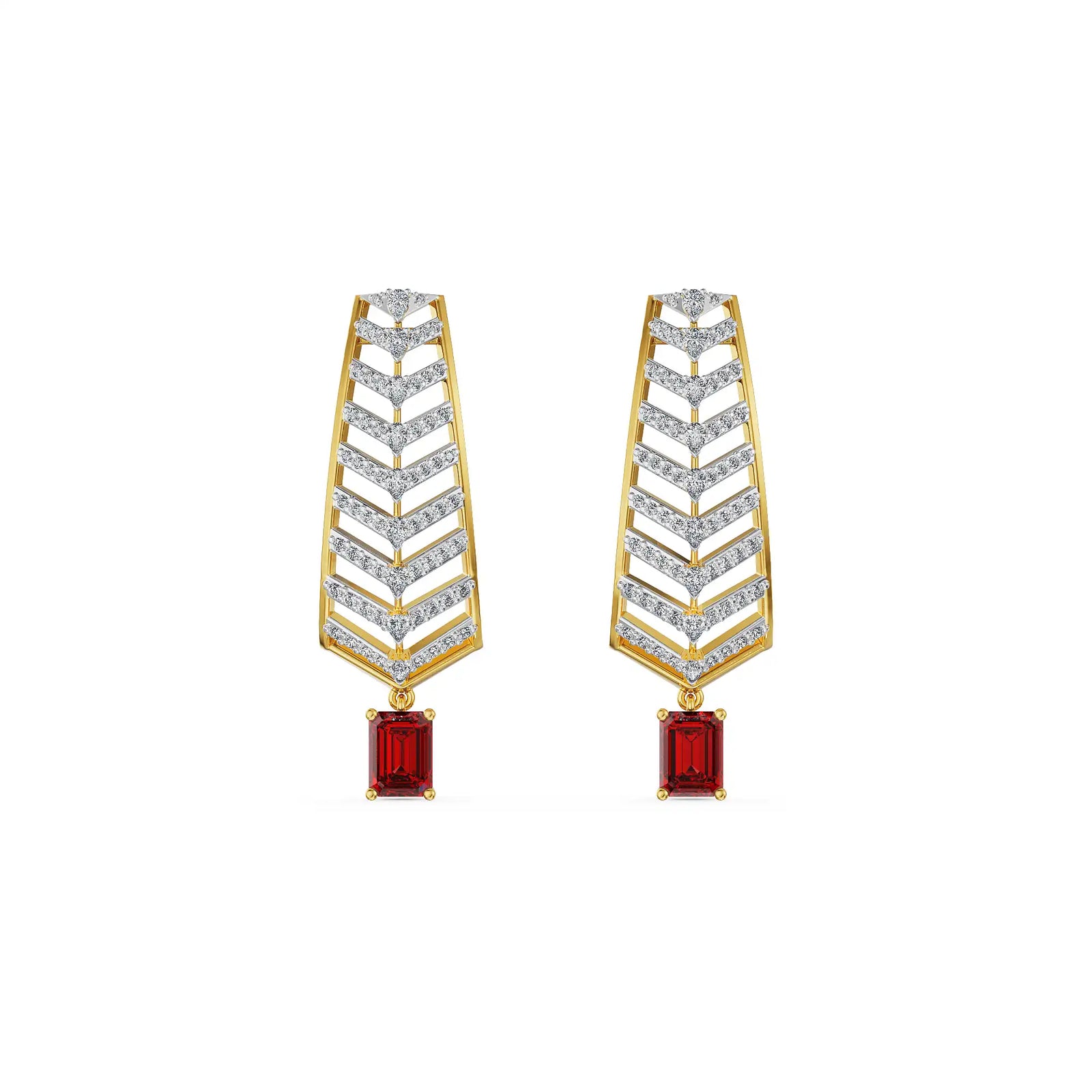 Ruby Drop Elegant Lab Grown Diamond Earrings