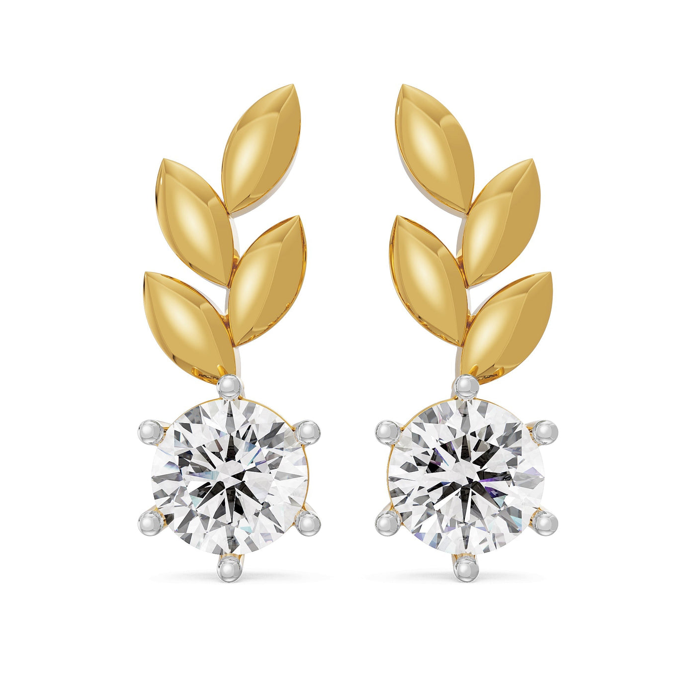 Leafy Lab Grown Diamond Solitaire Studs 9KT
