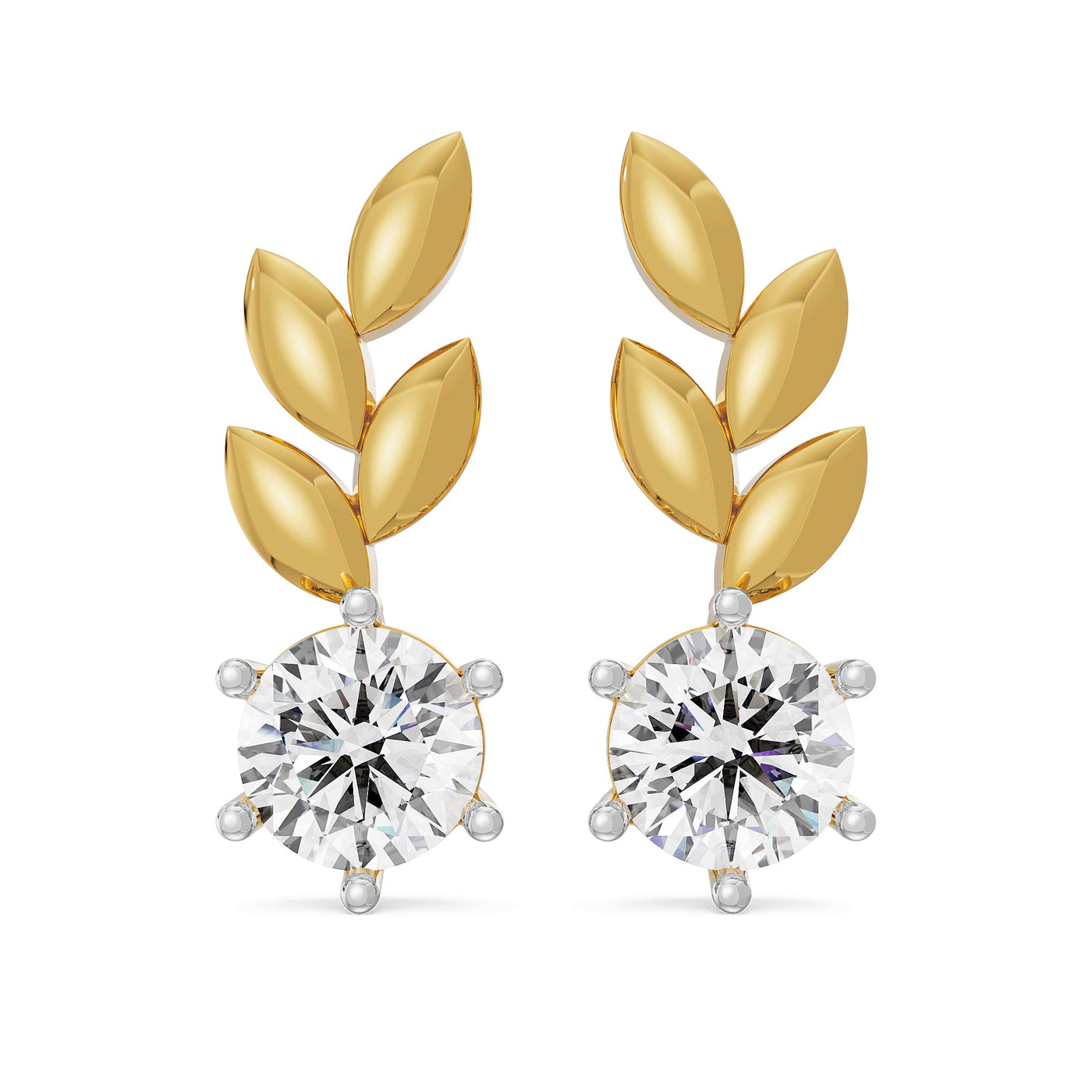 Leafy Lab Grown Diamond Solitaire Studs