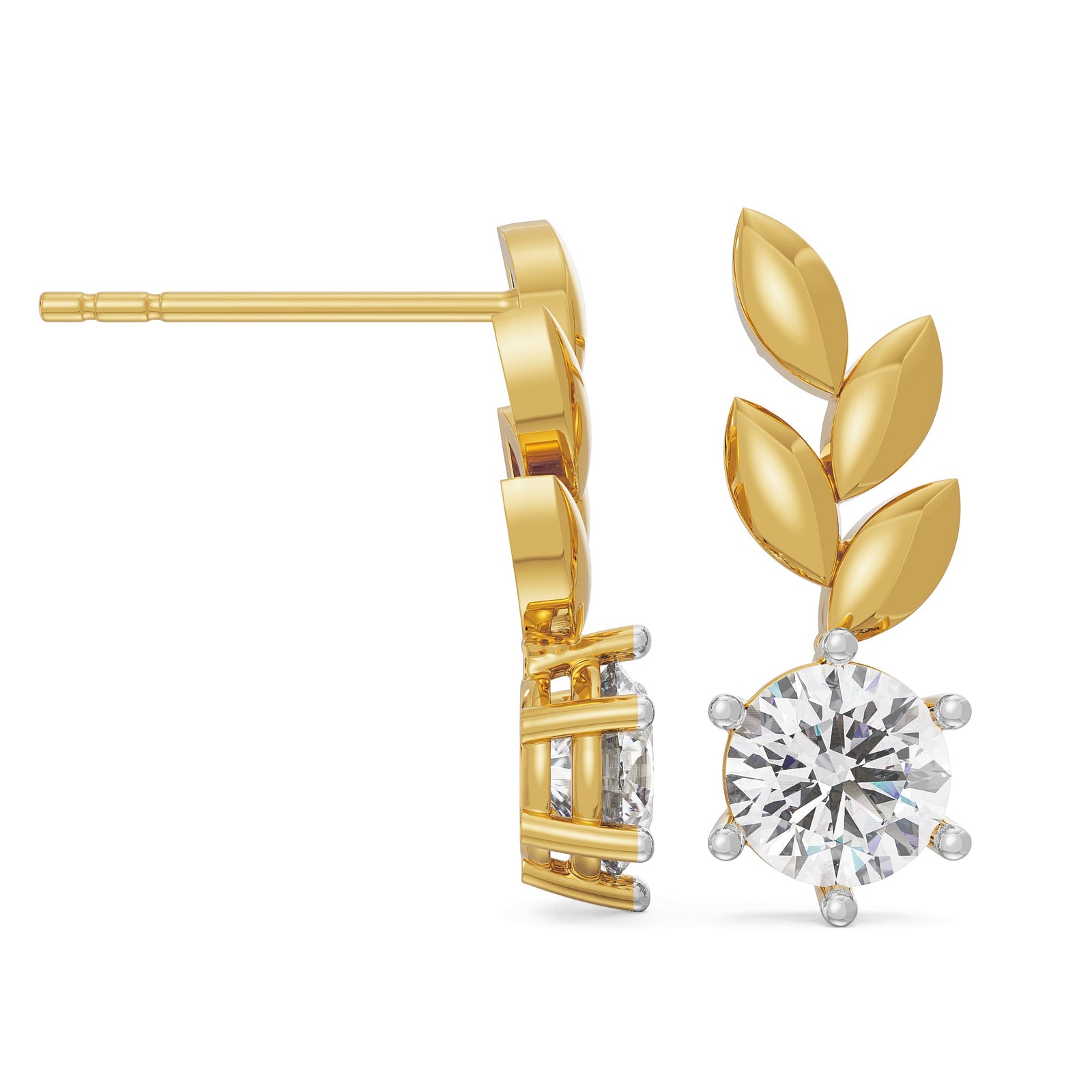 Leafy Solitaire Studs Prospective View