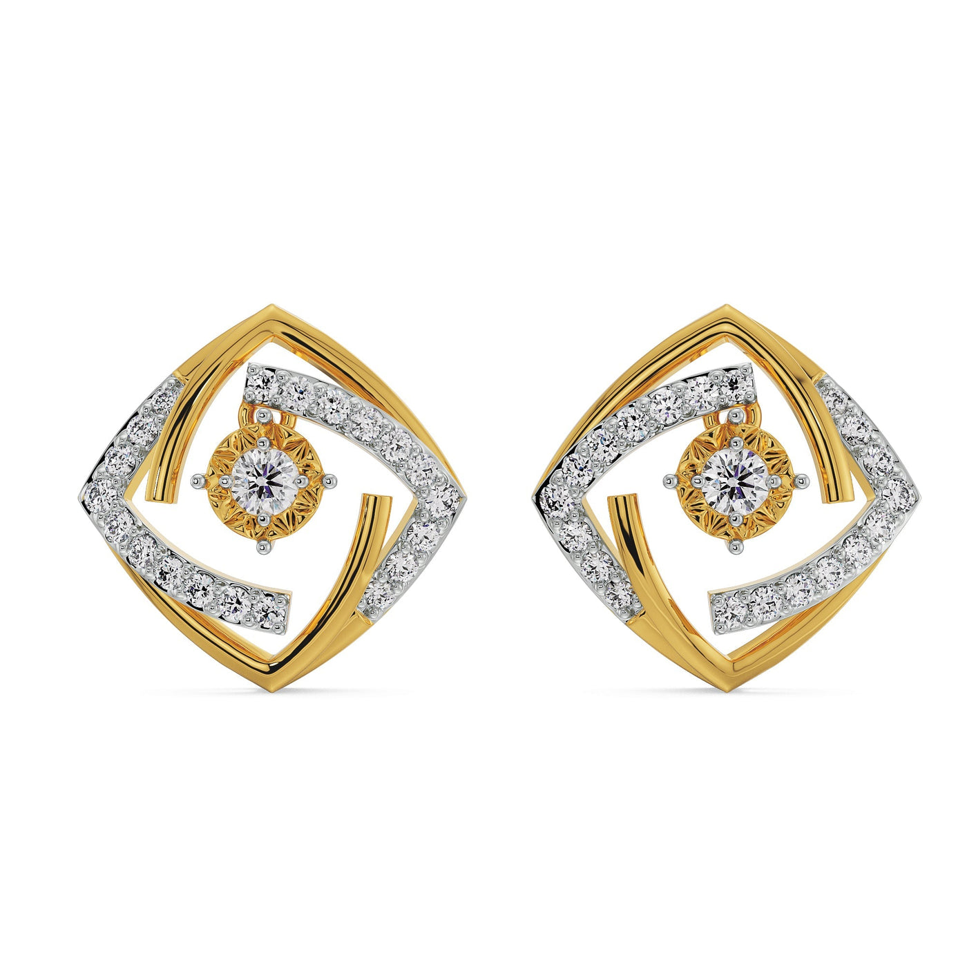 Square Styled Lab Grown Diamond Earrings 9KT