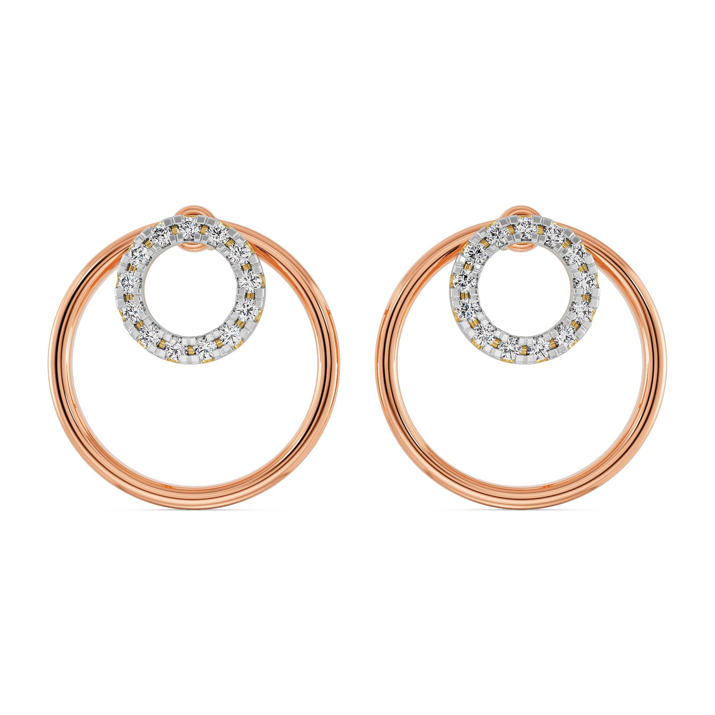 Round in Round Lab Grown Diamond Earrings 9KT