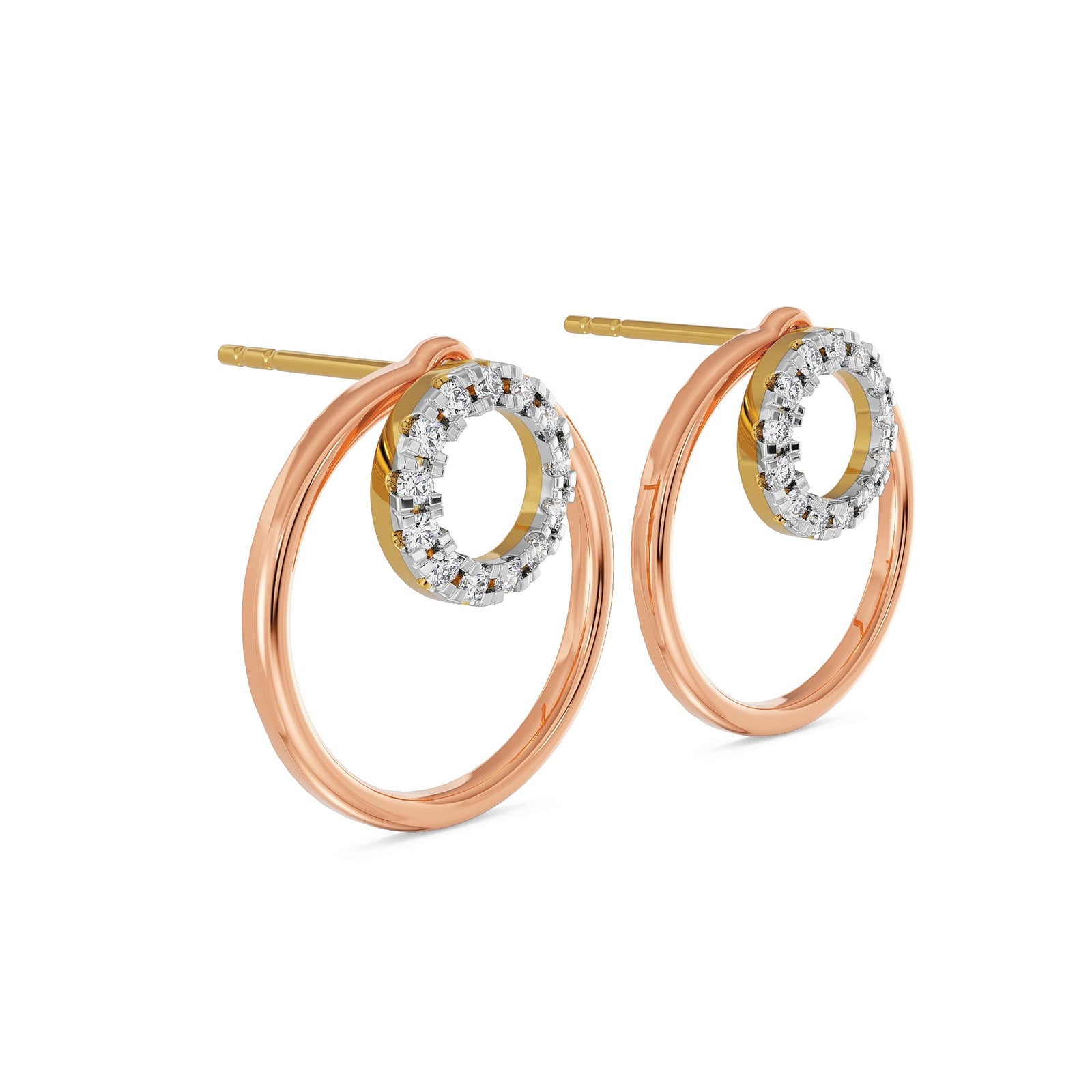 Round in Round Diamond Earrings Side View