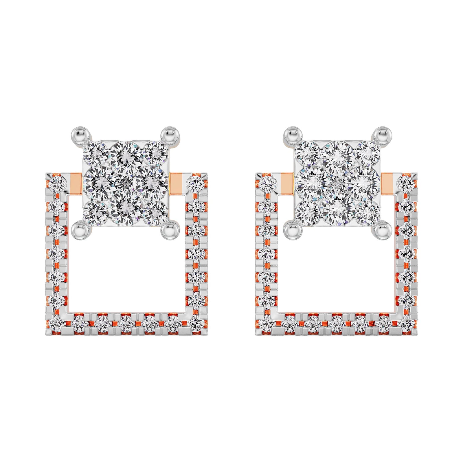 Timeless Square Diamond Earrings Front view
