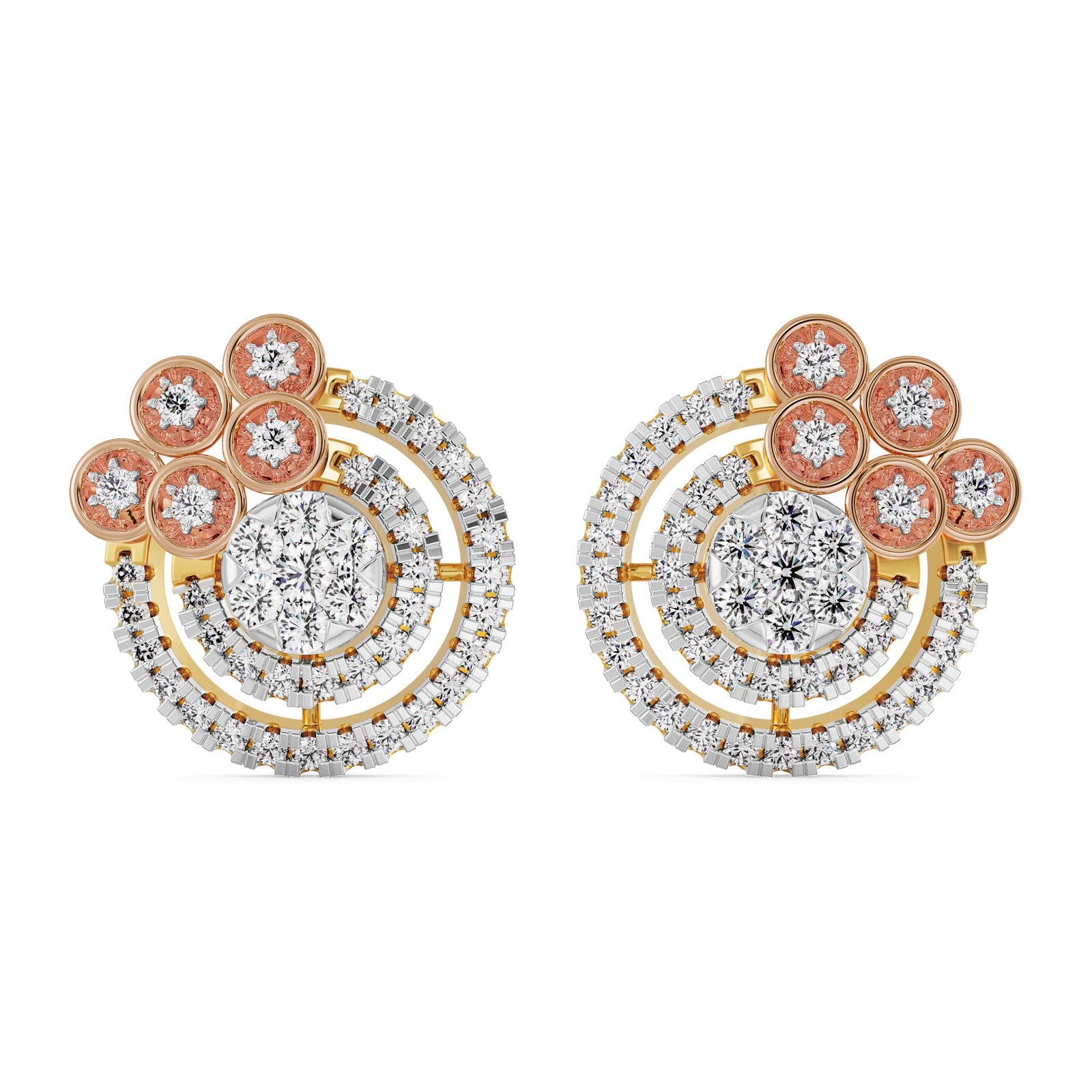 Shimmering Diamond Earrings Front View
