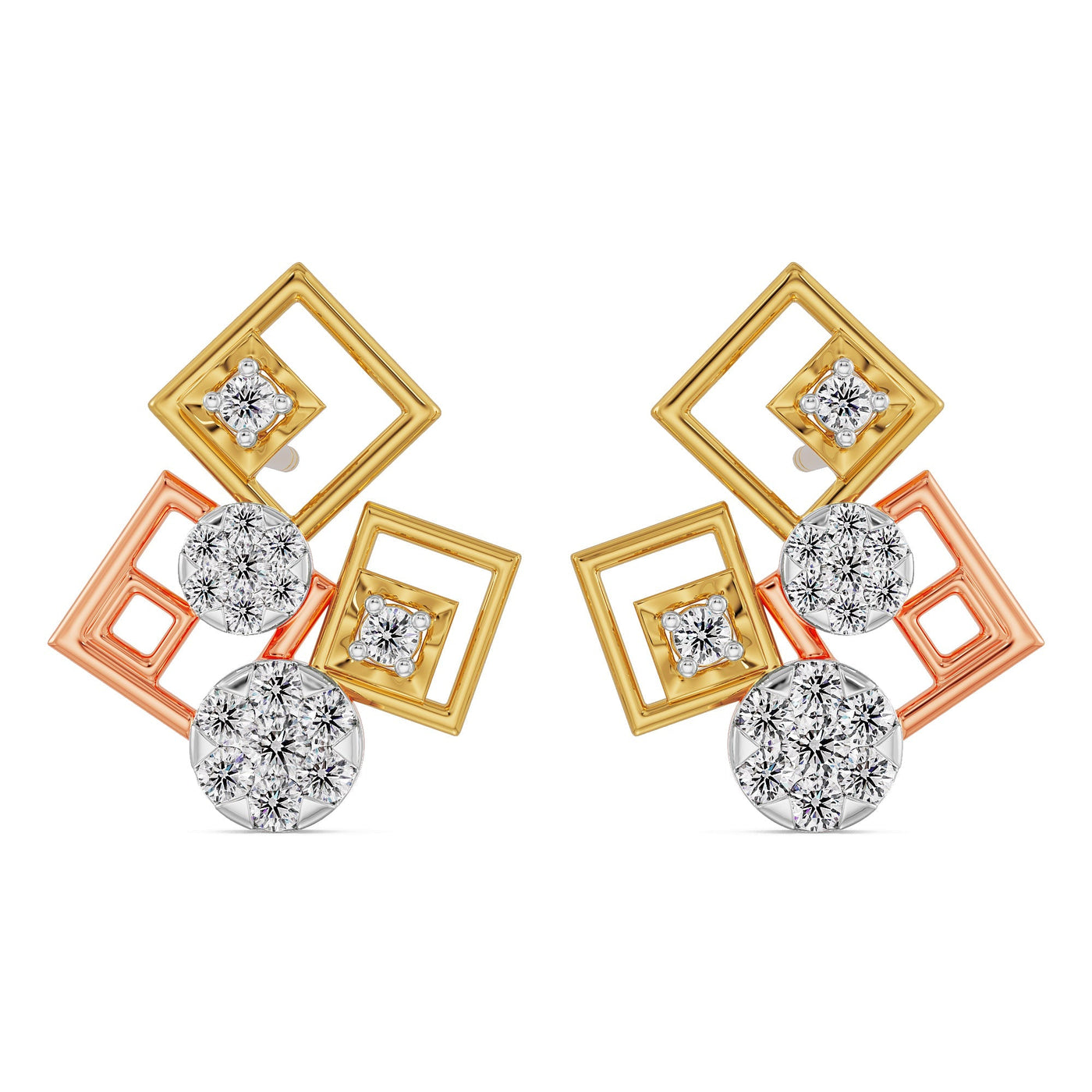 Geometrical Lab Grown Diamond Earrings 9KT