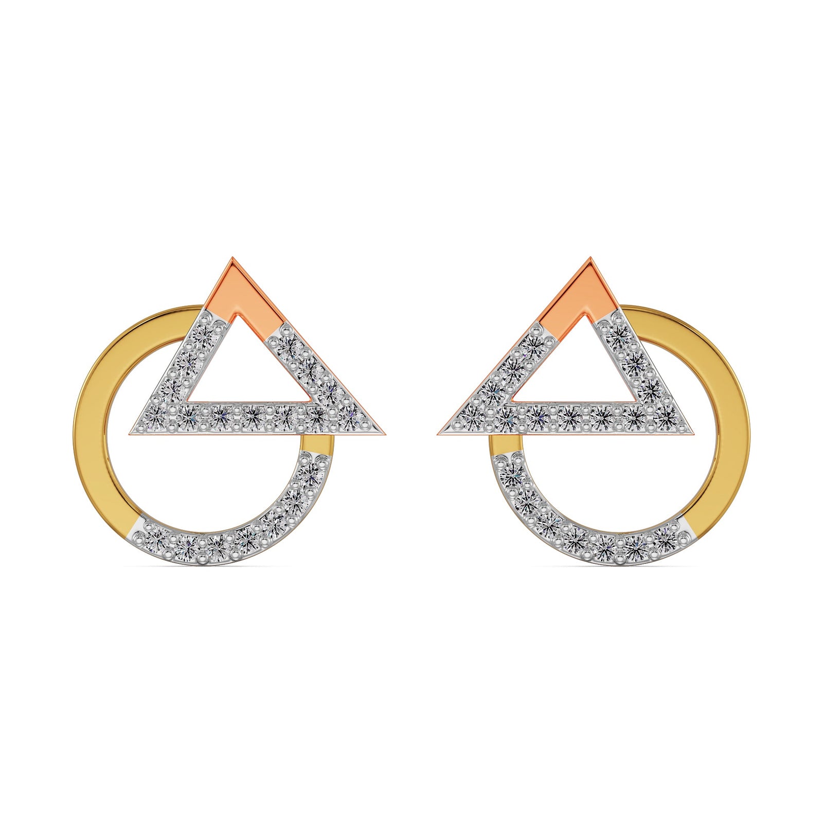 Modern Diamond Duo Earrings Front View