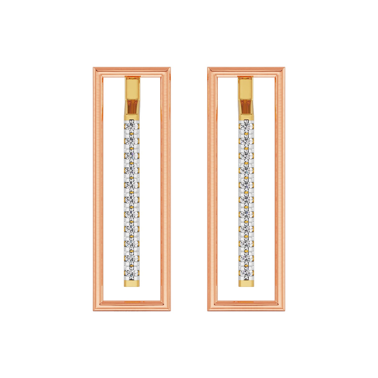 Vertical Bar Diamond Earrings Front view