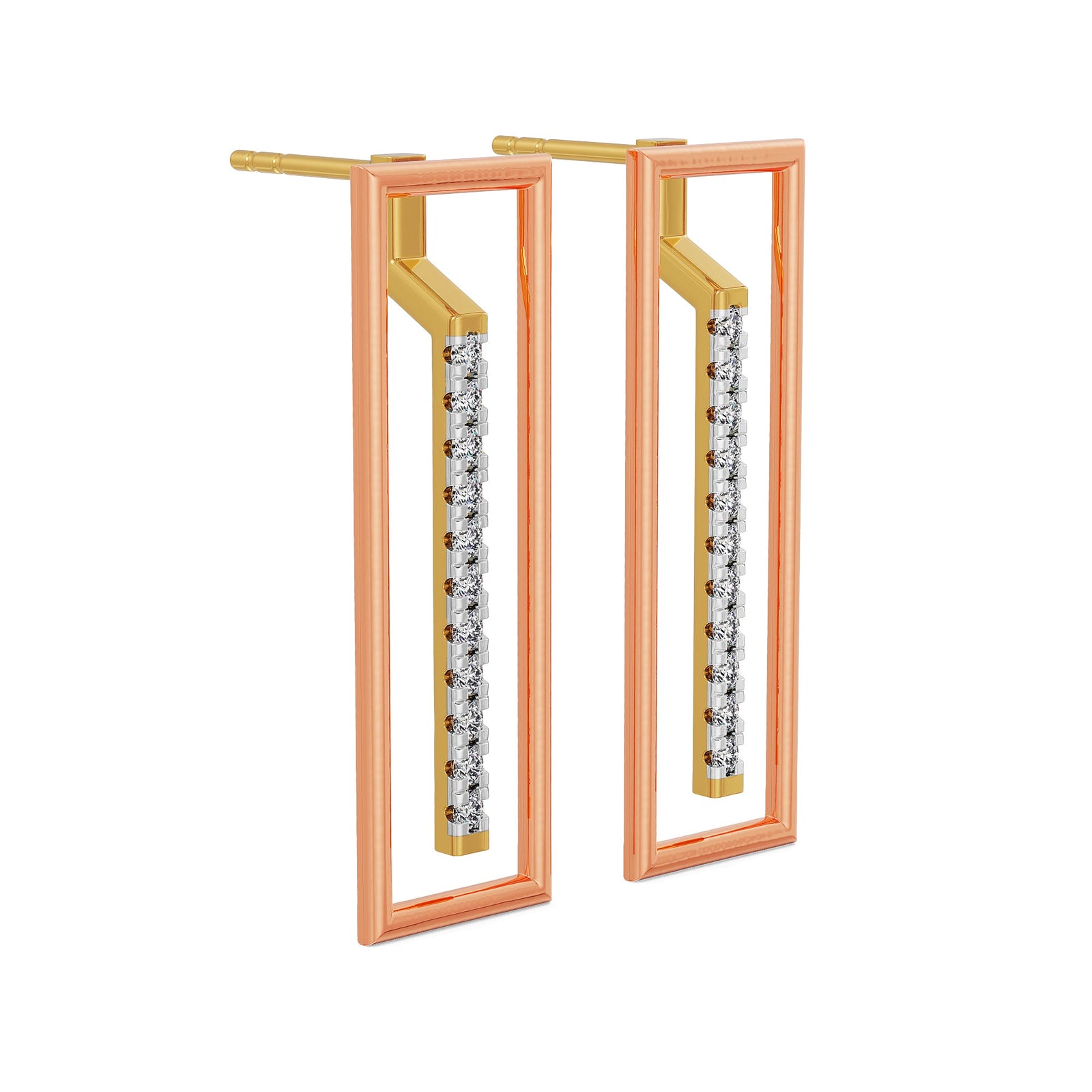 Vertical Bar Diamond Earrings Side View