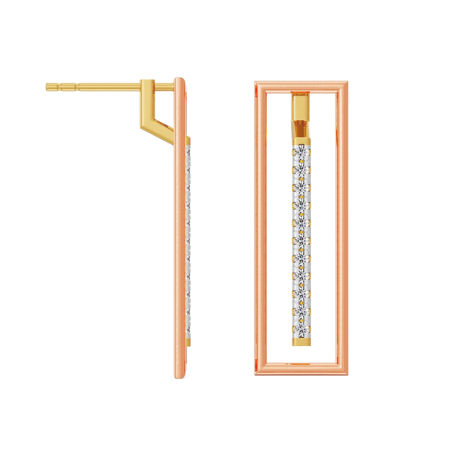 Vertical Bar Diamond Earrings Prospective View