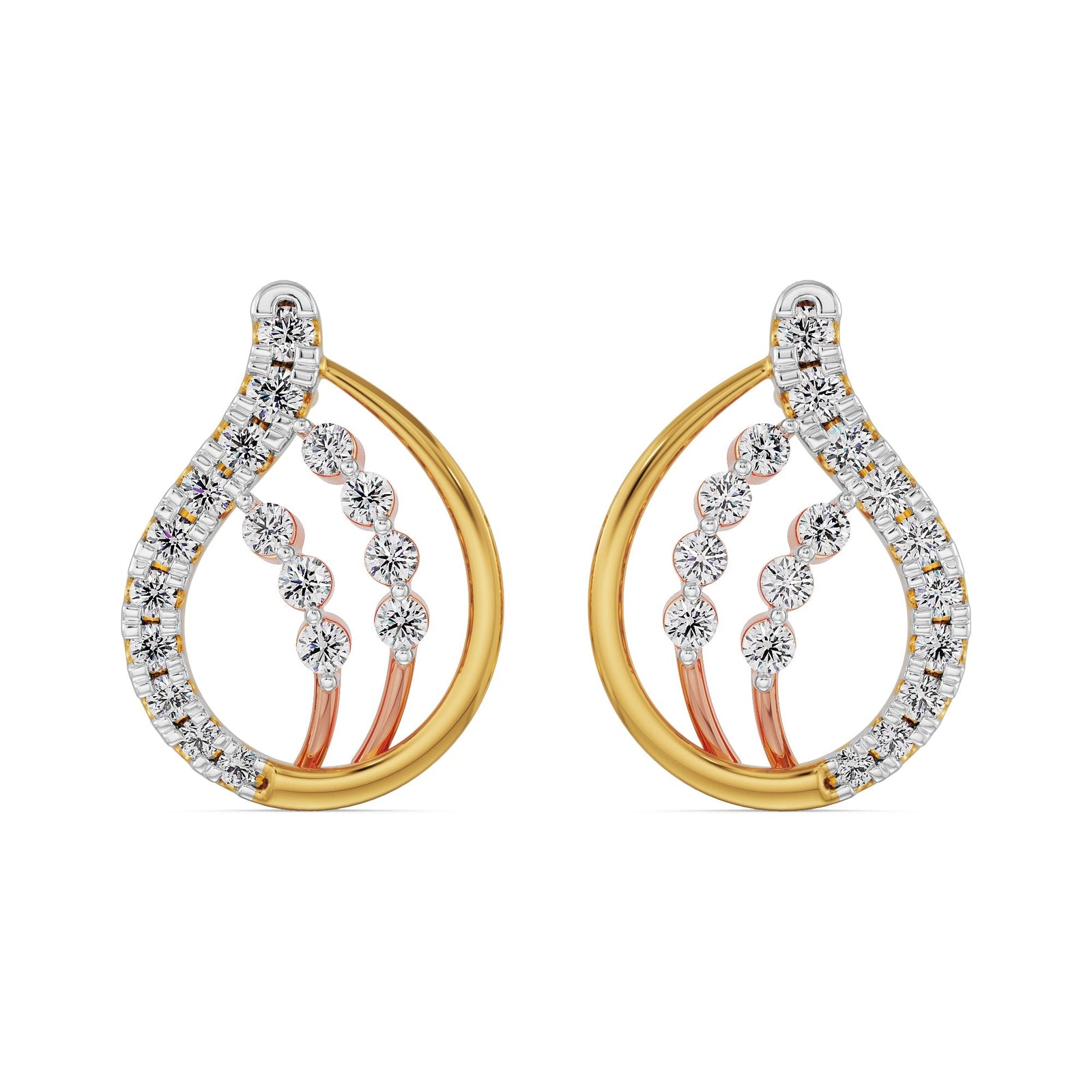 Dazzling Diamond Earrings Front View in 9KT