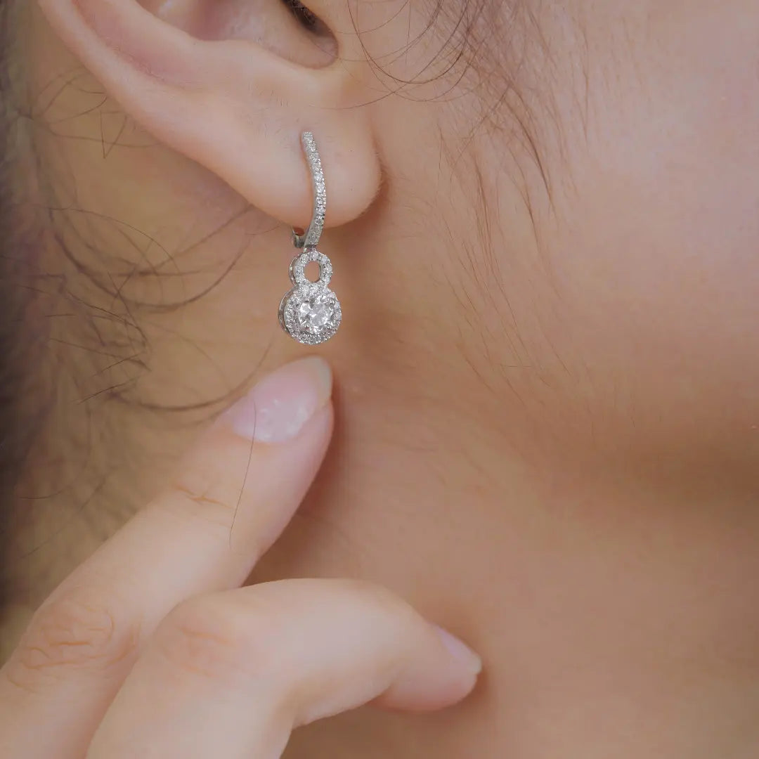 Diamond Droplet Earrings Prospective View