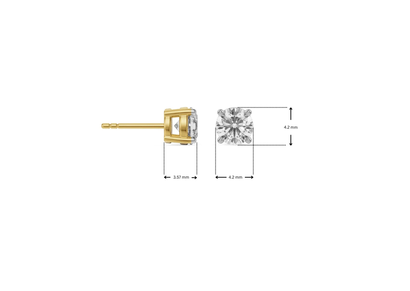 Dimension Guide for 0.25 CT  Lab Grown Diamond Solitaire Studs