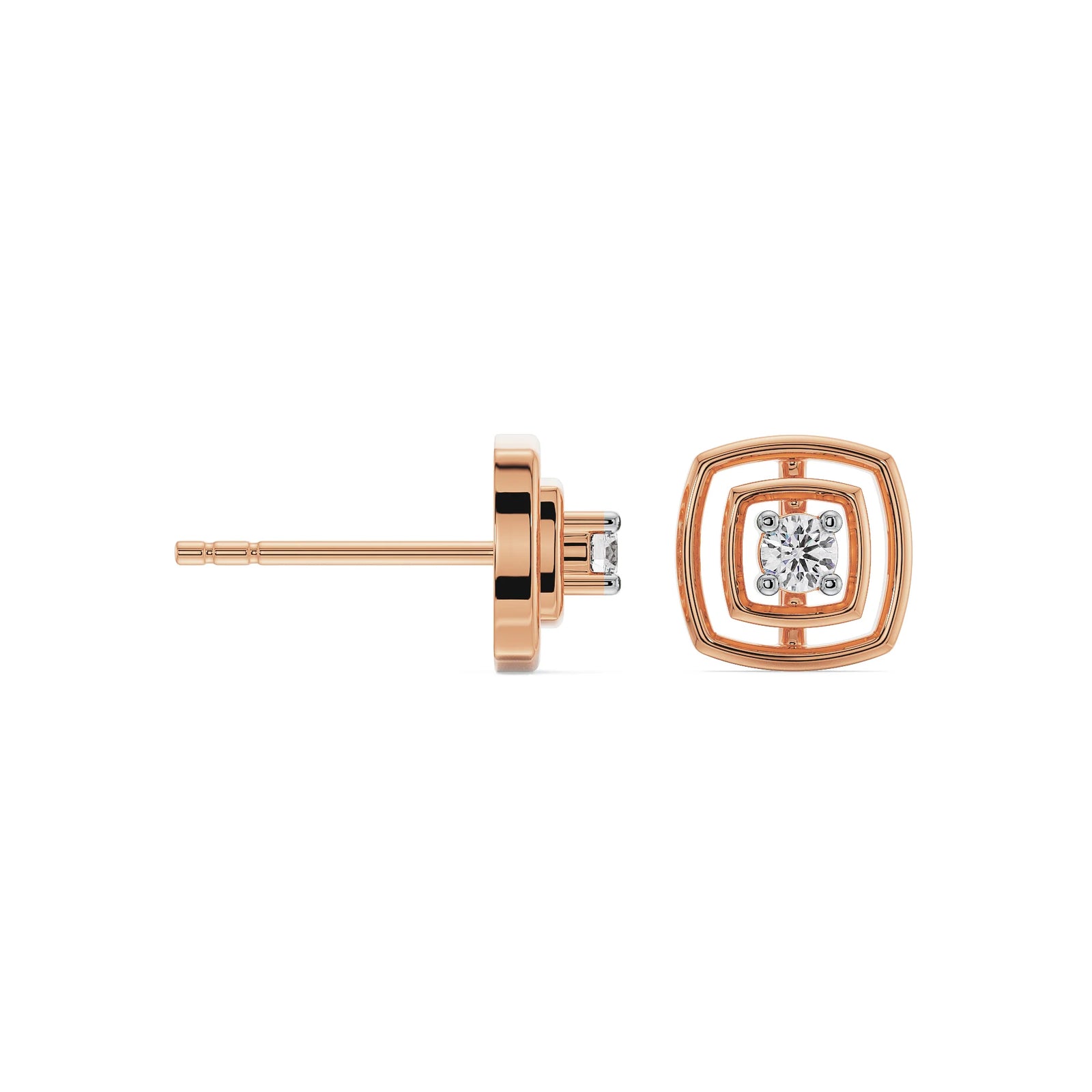 Square Brilliance Diamond Studs Prospective View