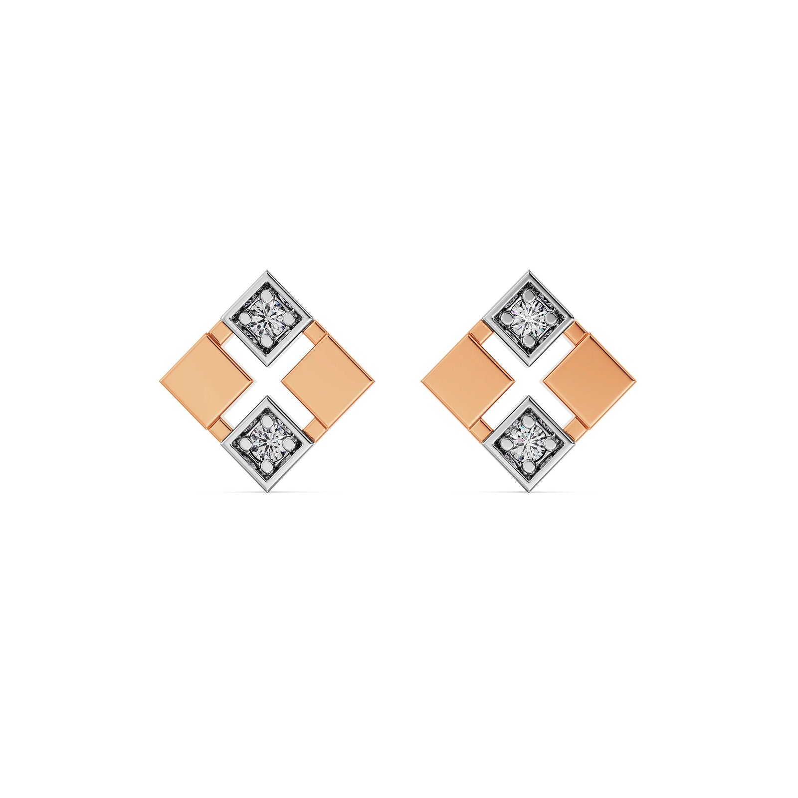 Geometric Glamour Diamond Studs Front View