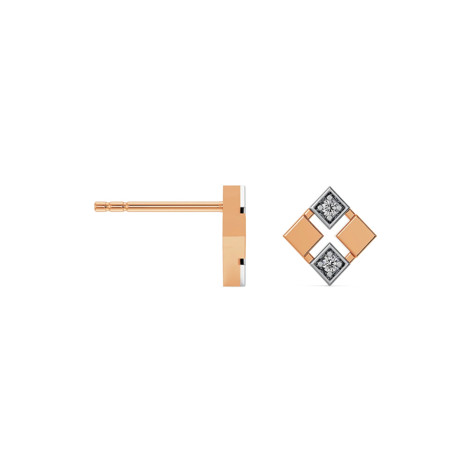 Geometric Glamour Diamond Studs Prospective View