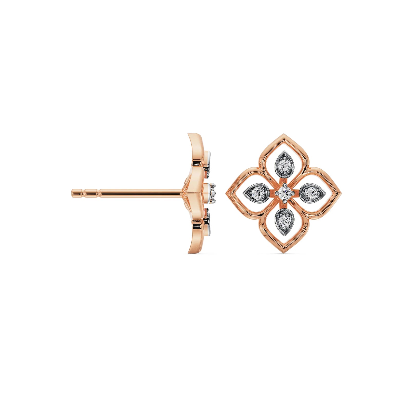 Brilliant Diamond Floral Studs Prospective View